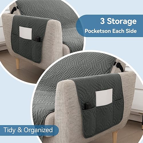 Miniatura 6 de Deep Dream Fundas para sofá 100% impermeables, fundas acolchadas antideslizantes para sofá de 3 cojines, funda de sofá para perros, funda lavable,