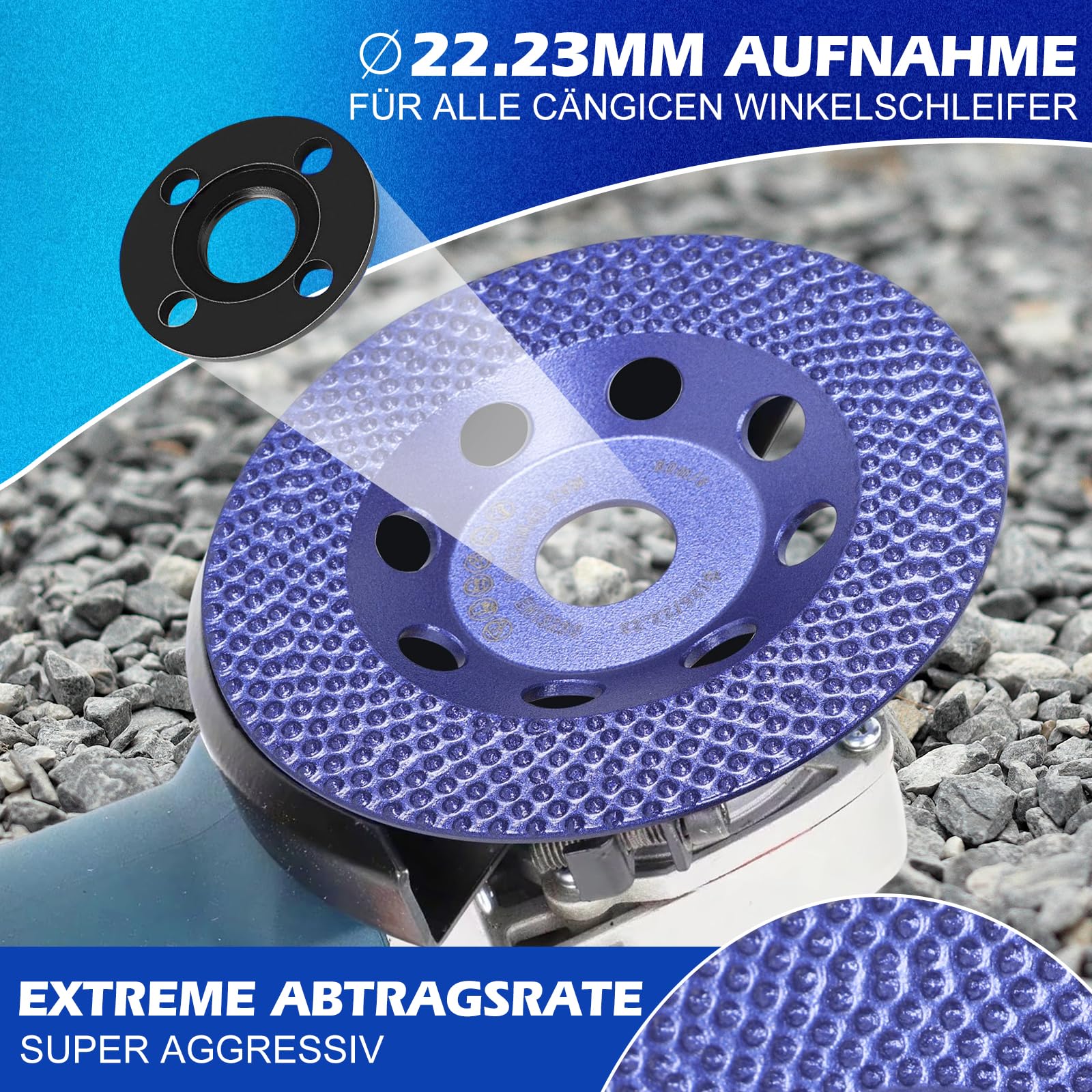 Muela de diamante de 125 mm x M14, disco de diamante con un anillo de granos de diamante industriales, muela de diamante para hormigón, piedra, pintura, pintura de fachada, adhesivo para azulejos y
