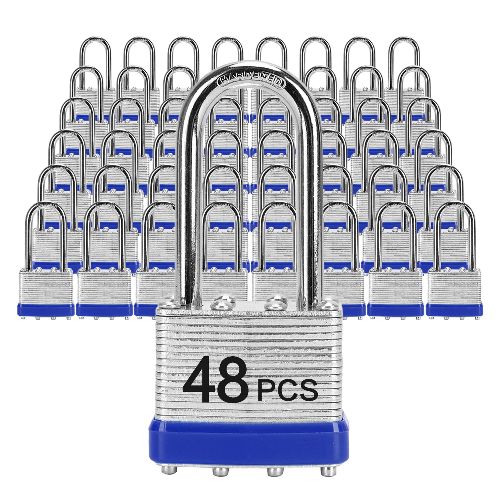 Padlocks with Same Key, LQYN 48 Pcs Laminated Steel Padlock (1-9/16", 40mm)