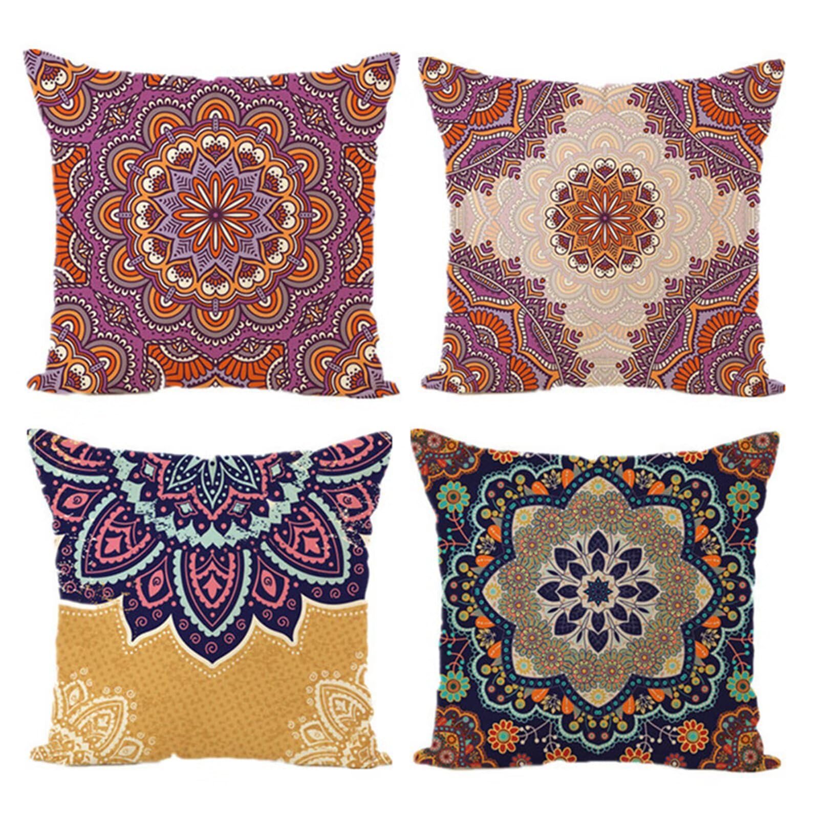 Juego de 4 Impermeable Funda de Cojín Flores de Datura moradas,65x65cm Moderno Suave Transpirables Lino Fundas de Almohada Cojines Decorativos con Cremallera Oculta para Exterior Sofá Cama Coche Hogar