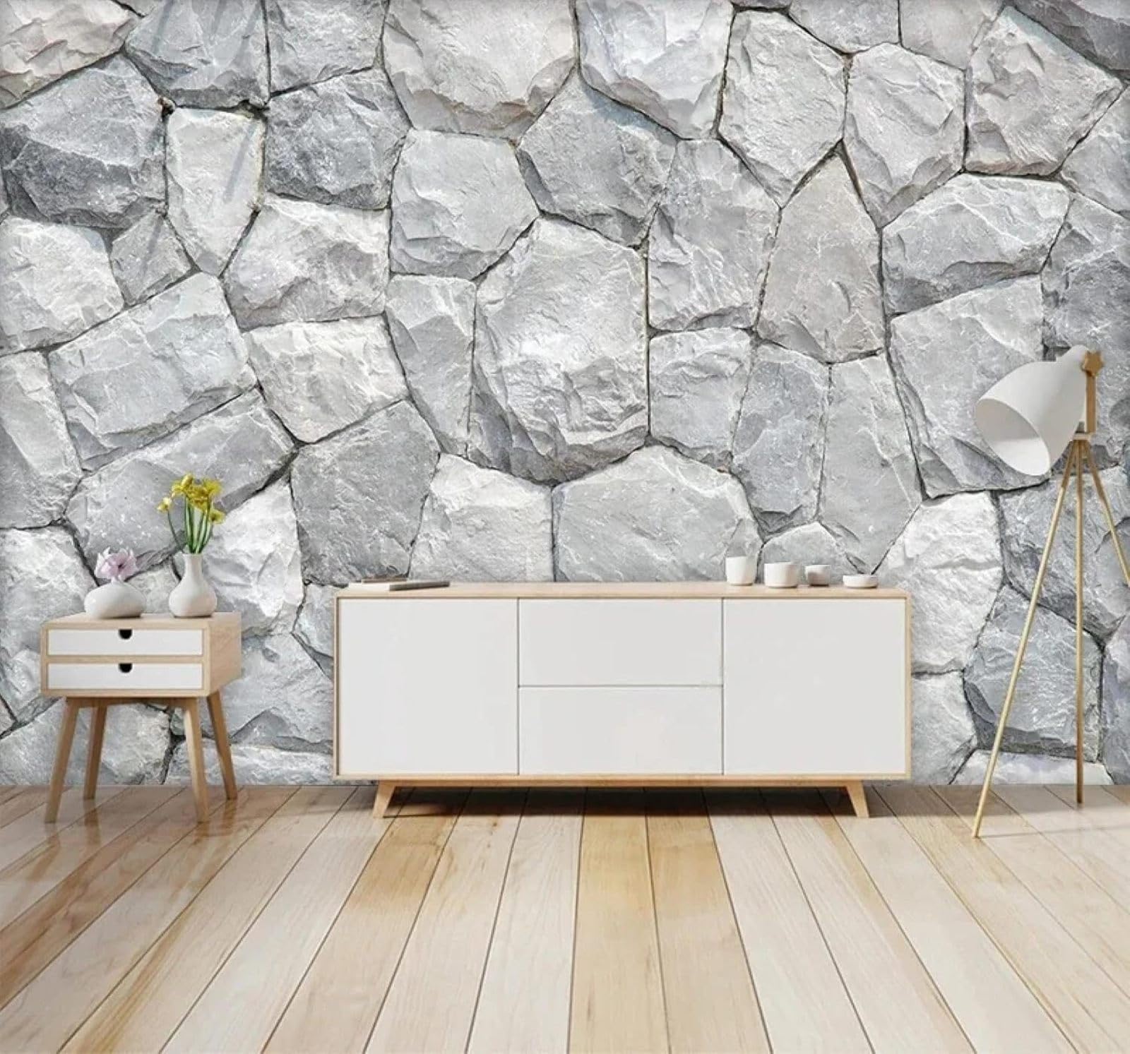 Xlming 300Cm×210Cm(B×H) Large Vintage Relief Stone Bricks Stone Wall 3D Wallpaper Luxury Home Dining Decor Paste Sofa Living Room The Wall For Bedroom Mural-300Cm×210Cm