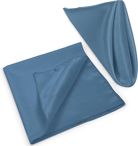 Miniatura 8 de Ultimate Textile -1 docena - Reversible Shantung Satin - Majestic - Servilletas de tela Majestic de 17 x 17 pulgadas color azul pizarra