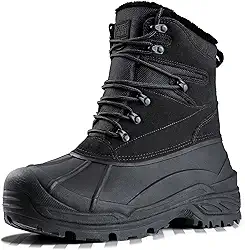 Botas de neve masculinas com forro de lã quente inverno botas isoladas impermeáveis (preta, 42)