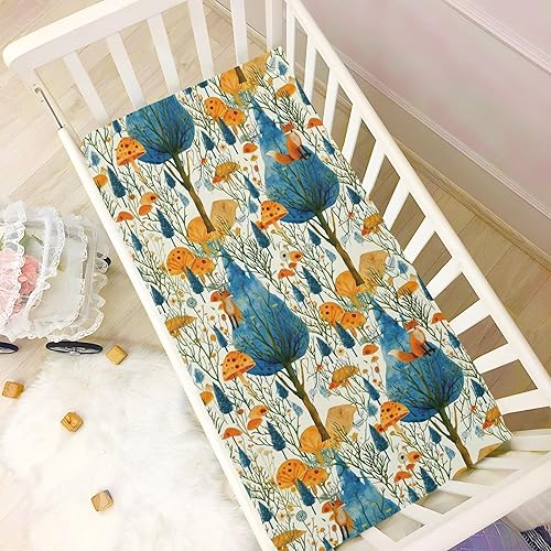 Miniatura 6 de Kigai Sábana bajera ajustable para cuna para niños y niñas, sábana de punto de punto de hongo para colchones estándar de cuna y cama de niños