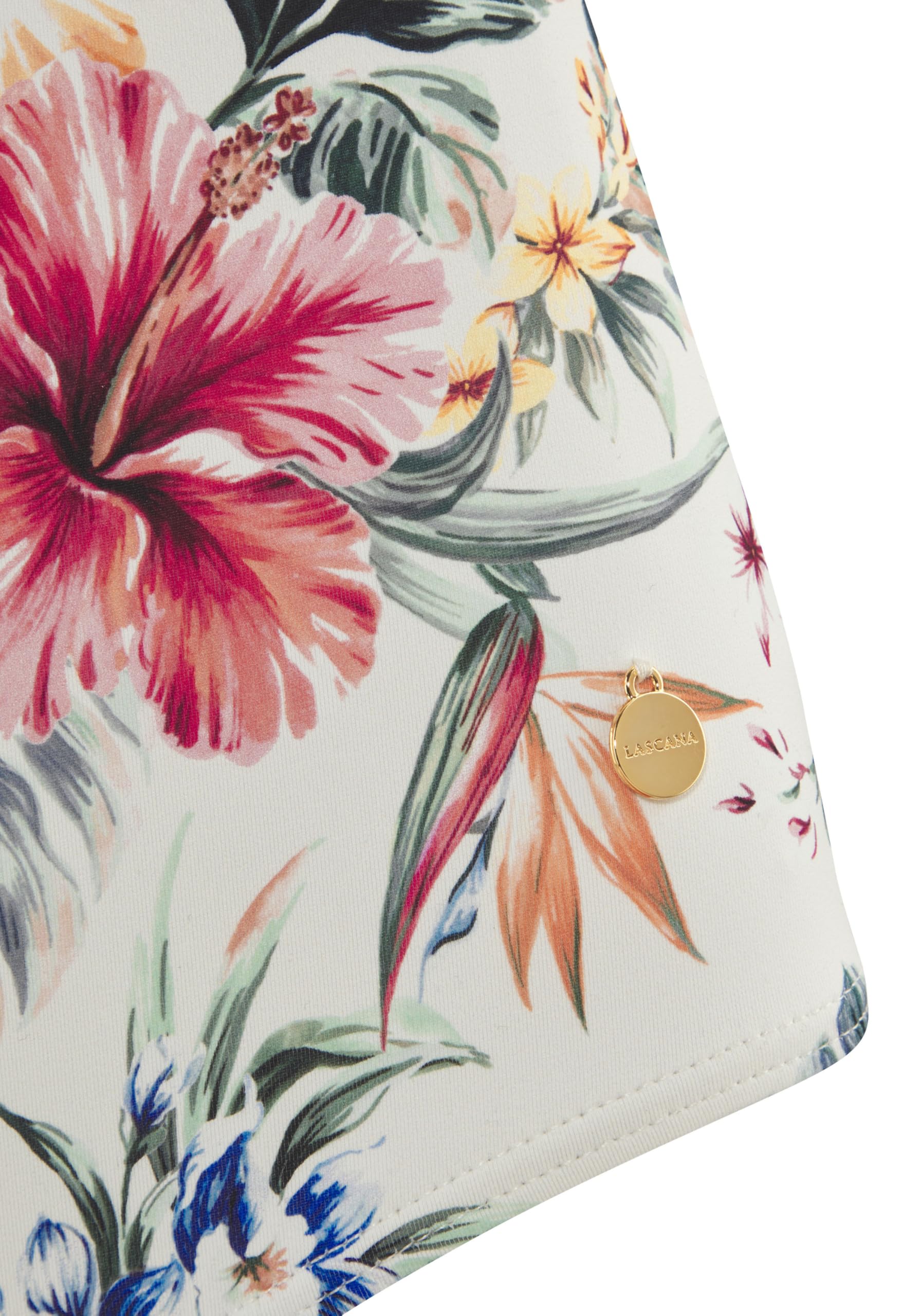 Lascana Damen Badeanzug mit floralem Alloverprint – jedes Teil EIN Unikat, raffinierte Rückengestaltung mit gekreuzten Bändern, Softcups zum Herausnehmen
