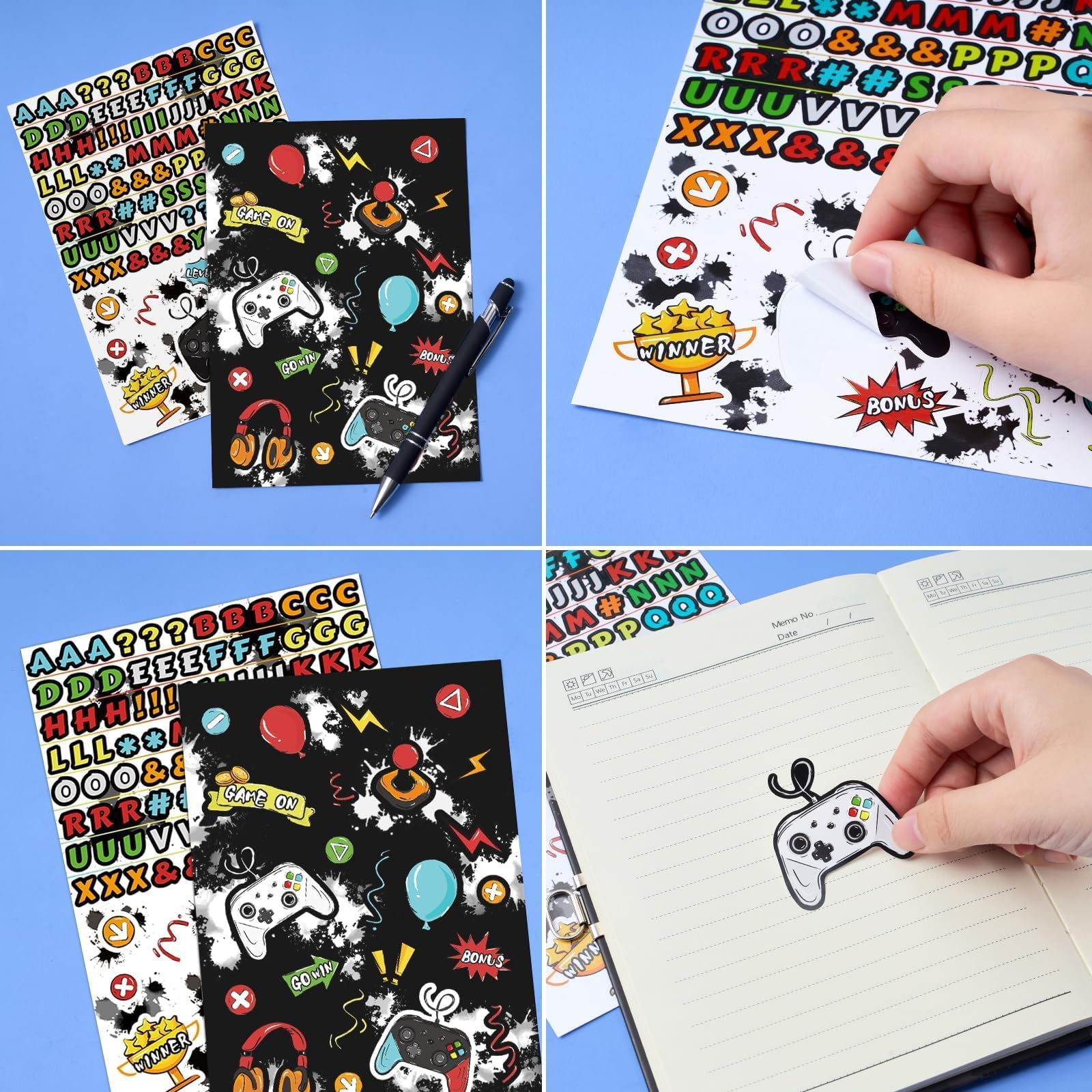 WERNNSAI Kit journal de jeu garçons - Journal lumineux enfants cadenas clés stylo autocollants carnet écriture ligné A5 jeux vidéo