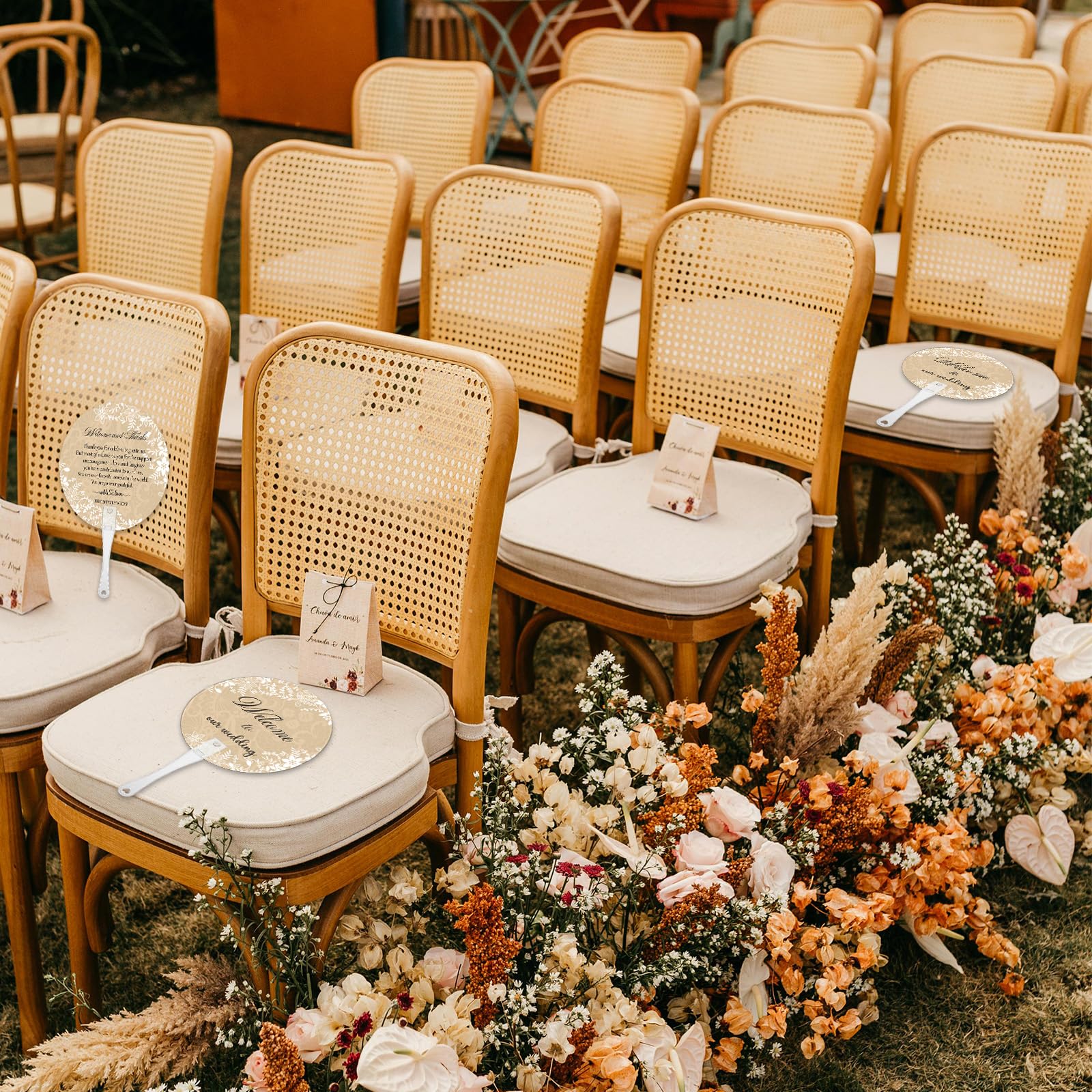 100 Stück Hochzeitsfächer für Gäste, Großpackung Willkommen bei unserer Hochzeit, Kunststoff-Handfächer für Zeremonie, Brautparty, Party, Dekoration, Willkommensbeutel, Füllmaterial (Spitze)