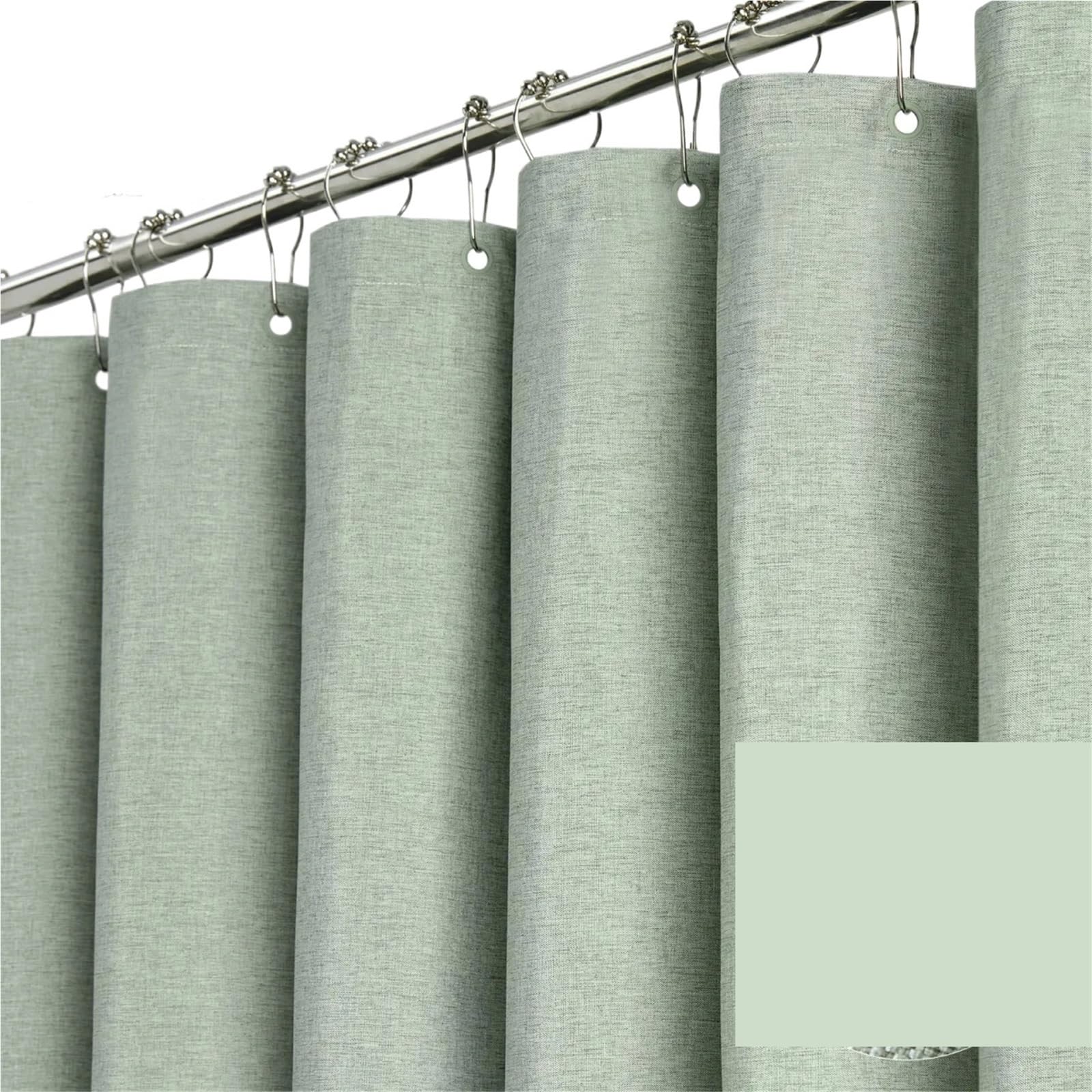Juego de cortinas de ducha extra anchas, impermeable, lino grueso, poliéster, para baño con ganchos, verde profundo (ancho 200 x alto 220 cm) - diseño elegante y duradero.