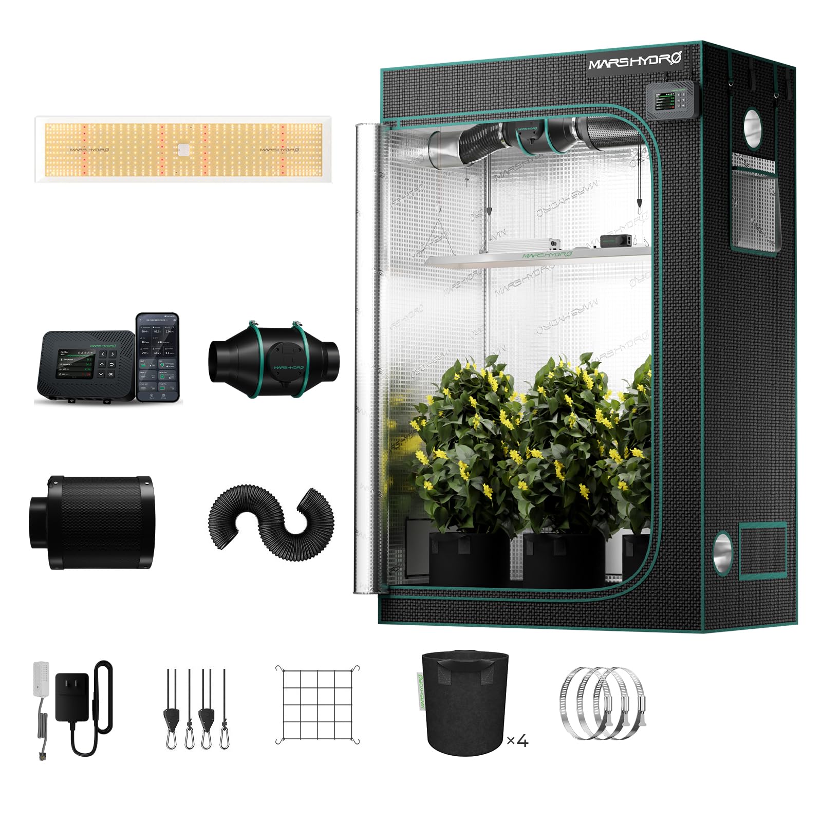 MARS HYDRO 4x2 Grow Tent Kit with TSL2000 300W Full Spectrum LED Grow Light