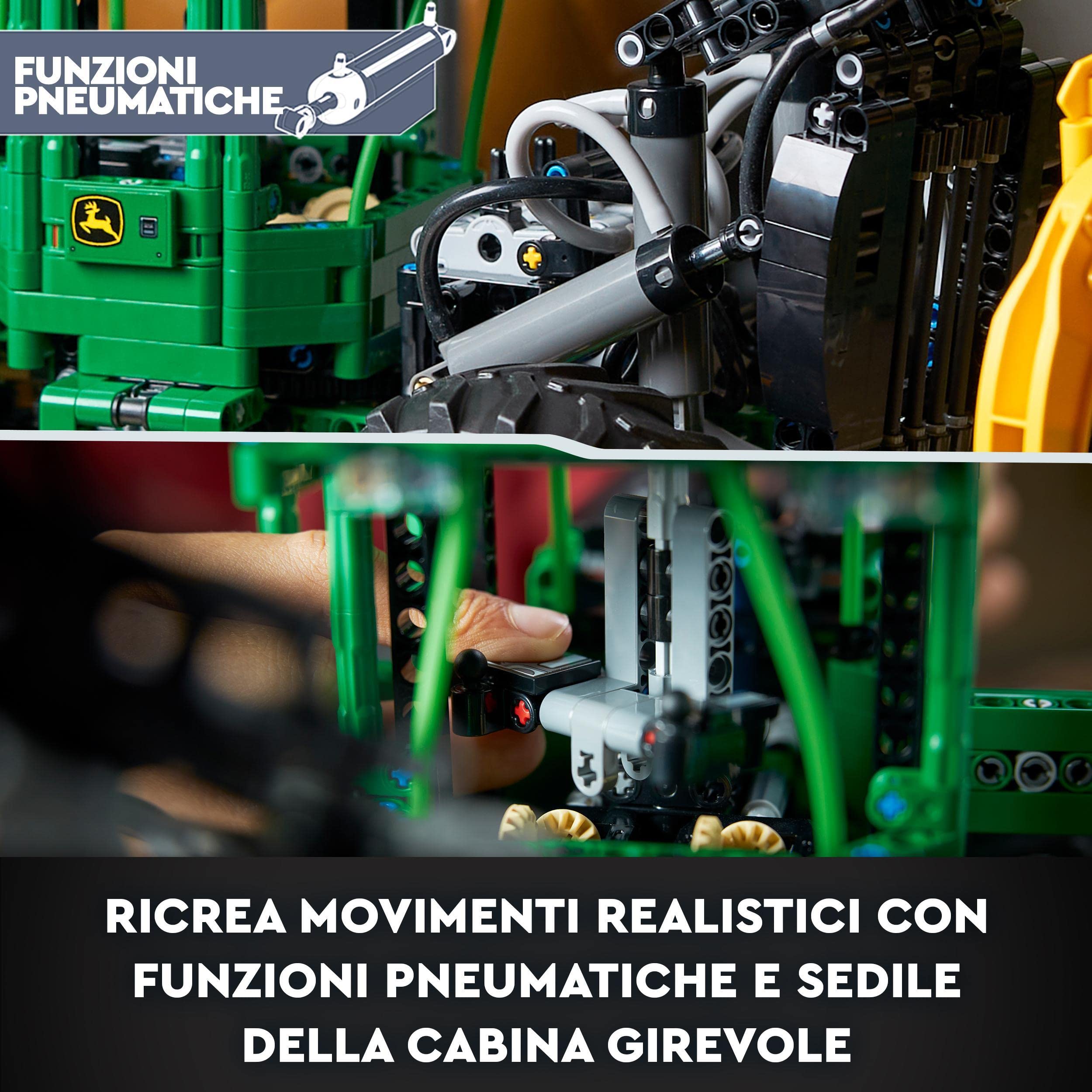 LEGO Technic Trattore John Deere 948L-II, Grande Modellino da Costruire di Veicolo Giocattolo da 1.492 Pezzi con Funzioni Pneumatiche e 4 Ruote Motrici, Modellismo per Appassionati di Ingegneria 42157