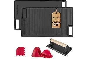 Cast Iron Reversible Grill Griddle Plate Set