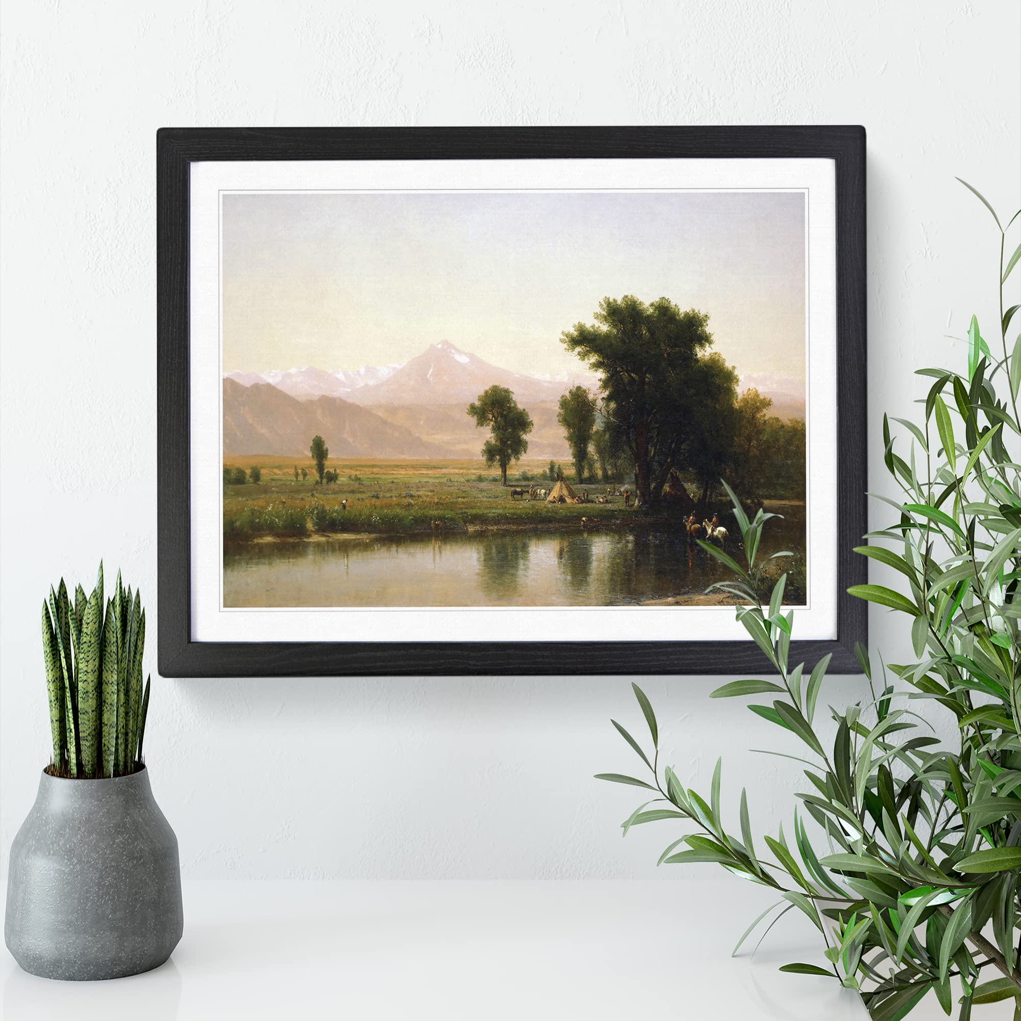 T.W. Whittredge Crossing the River Platte Classic Painting Framed Print, Black, A3 (46 x 34 cm) - Image 3