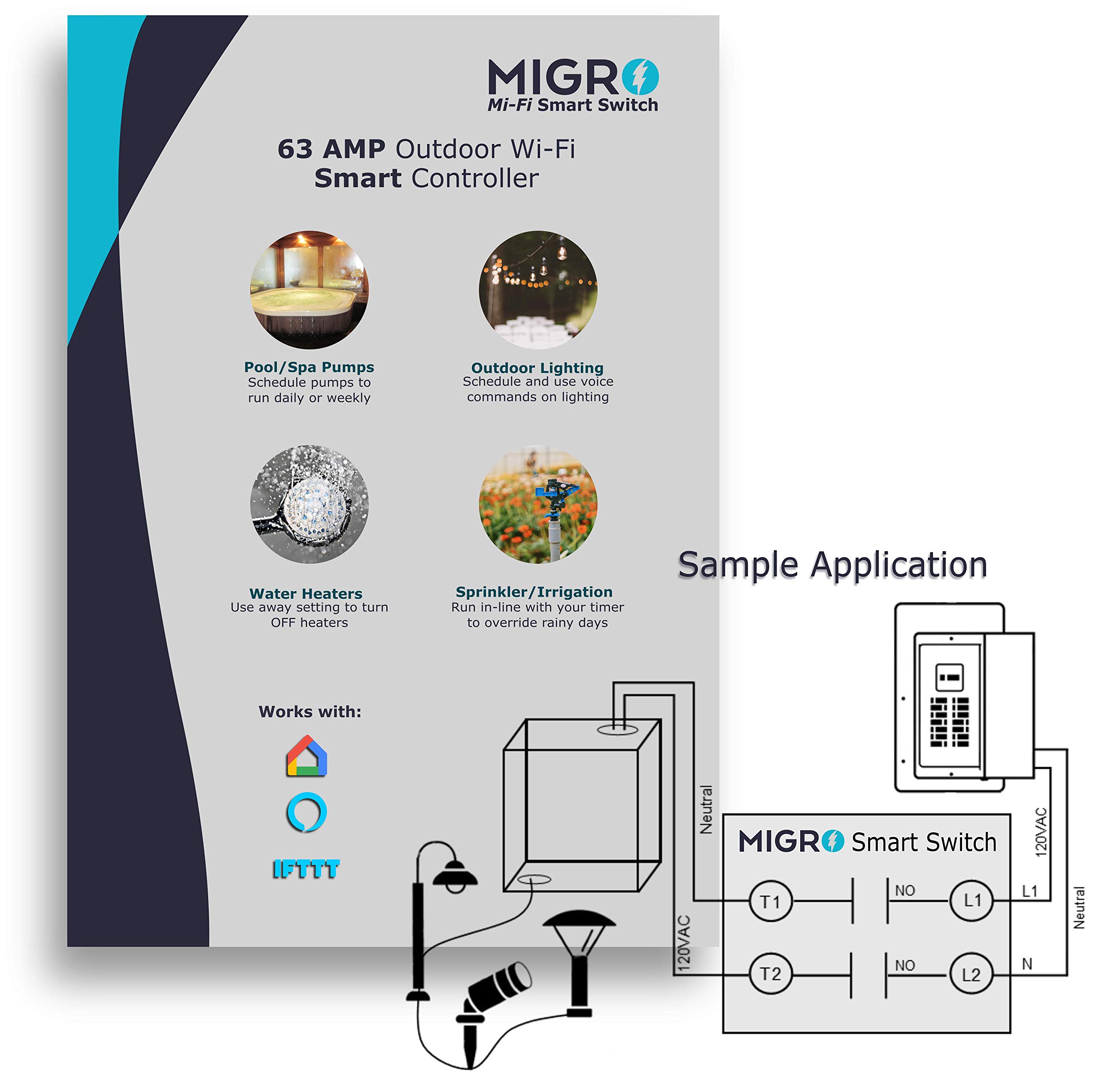 Migro WiFi Pool Pump Timer - Smart Outdoor Switch For Pool Pumps & Water Heaters | 63A 120V App Control