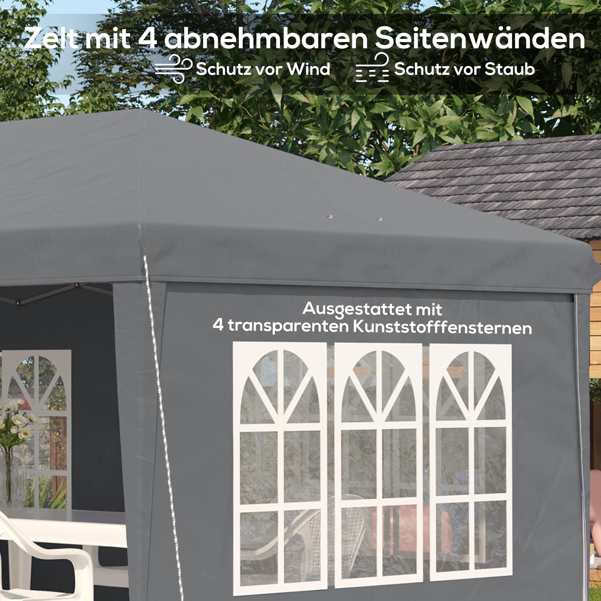 Outsunny Pawilon ok. 3 x 6 m, wodoszczelny, składany pawilon typu pop-up z 4 ścianami bocznymi, okno, namiot imprezowy z ochroną UV, pawilon ogrodowy Oxford, w zestawie torba transportowa, namiot
