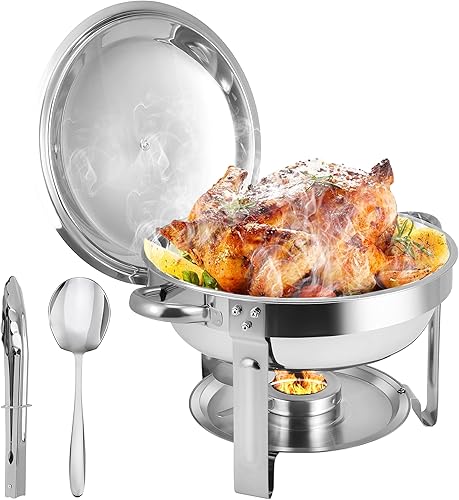 Platos para bufé, juego de bufé de acero inoxidable de 6 cuartos de galón con tapas, calentadores de alimentos para fiestas, bufé, servidores de