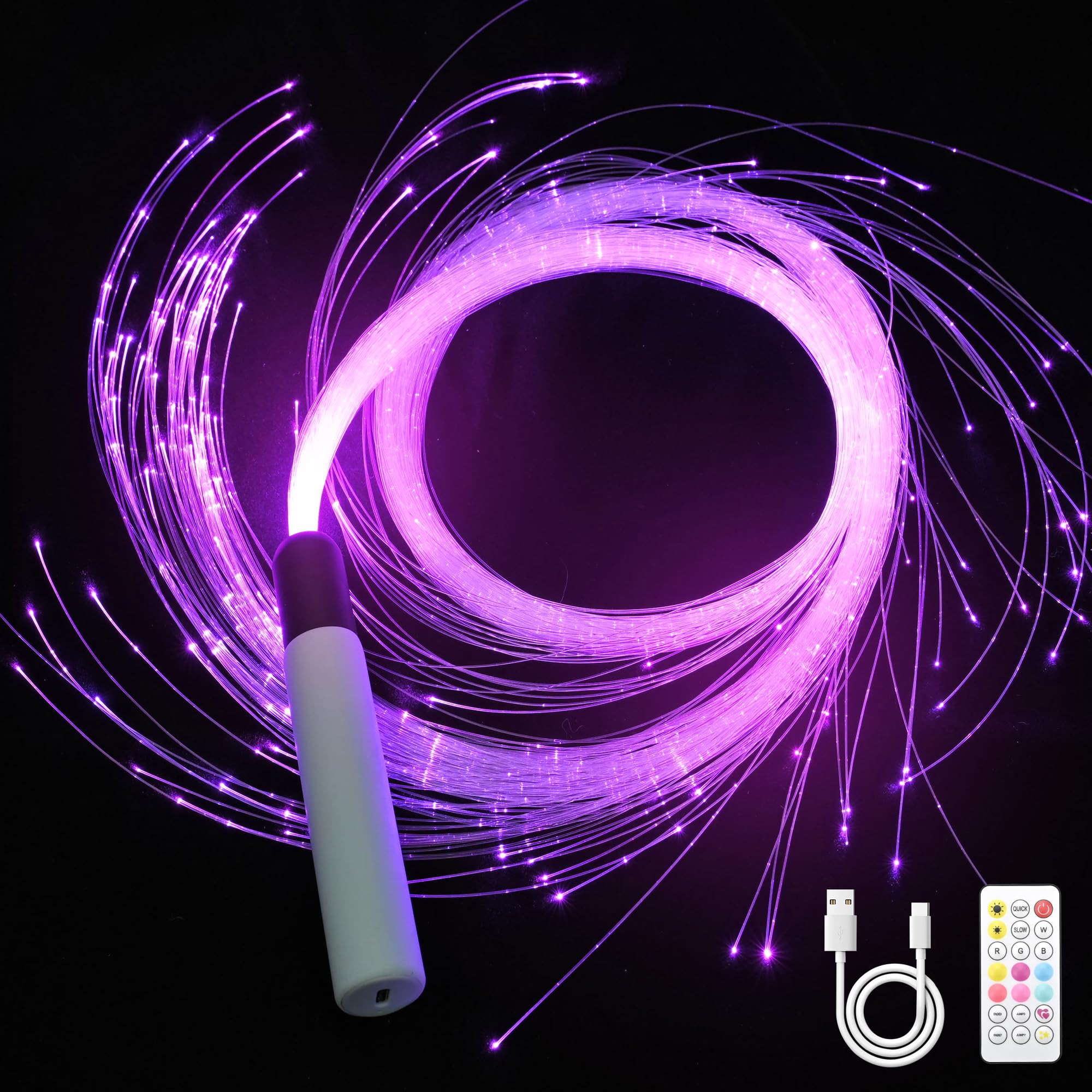OUTREE Fiber Optic Light With 200 Dotted Fibers, Suitable for Sensory Rooms for Autistic Children - RGB Colors, 7 Hues & 23 Effects, 0.5mm Each