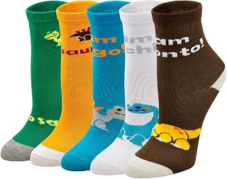 Girls Boys Socks Kids Cotton Socks Cute Animal Cartoon Socks Dog Cat Pattern Socks Toddler Novelty Mini Crew Socks for Toddler Age 2-11, 5 Pairs
