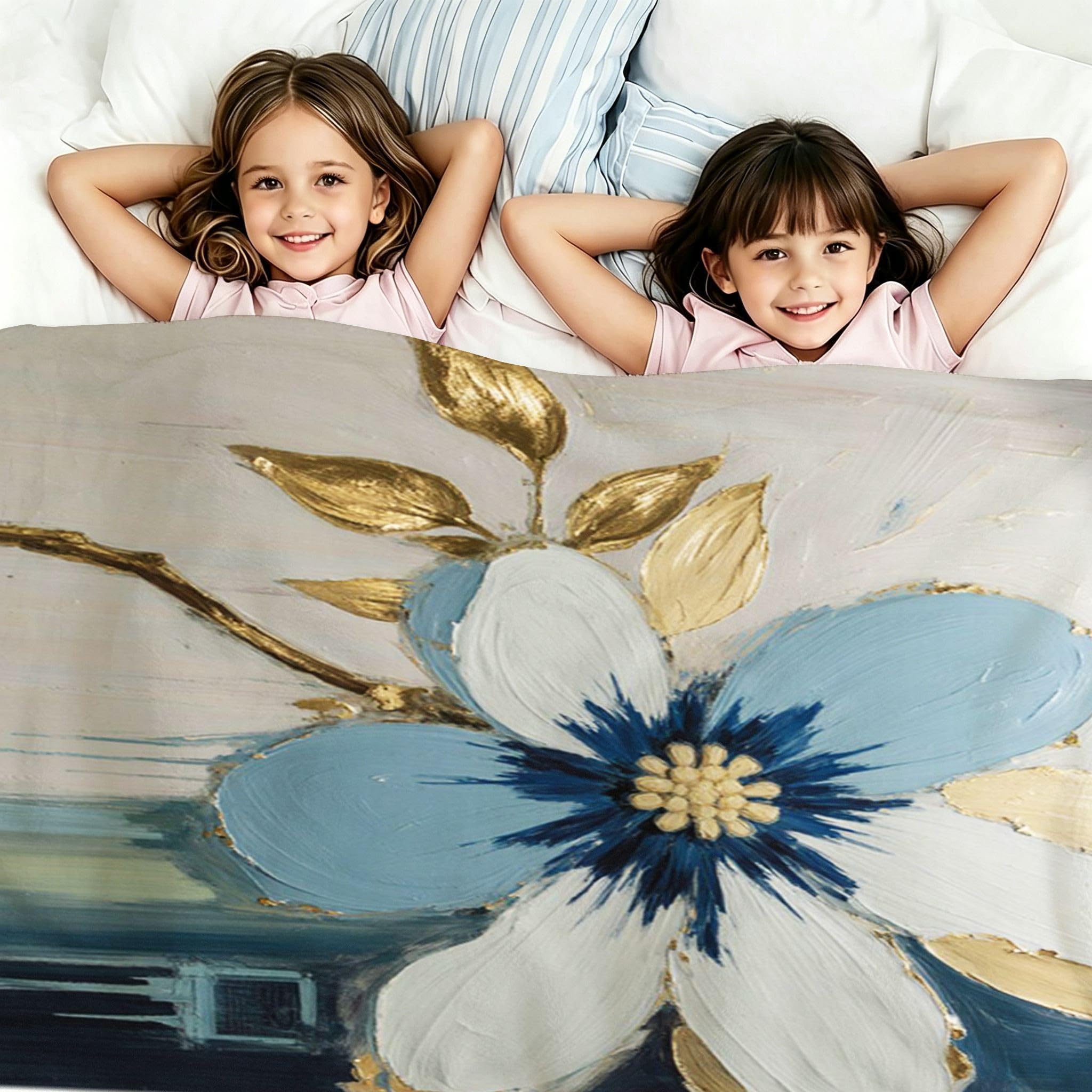 Coperta Pile Matrimoniale 240x260 cm Quadro Blu, Coperta XXL Super Morbida Multiuso Come Copriletto o Plaid da Salotto, Calda e Leggera, Protezione dal Freddo, AW7134