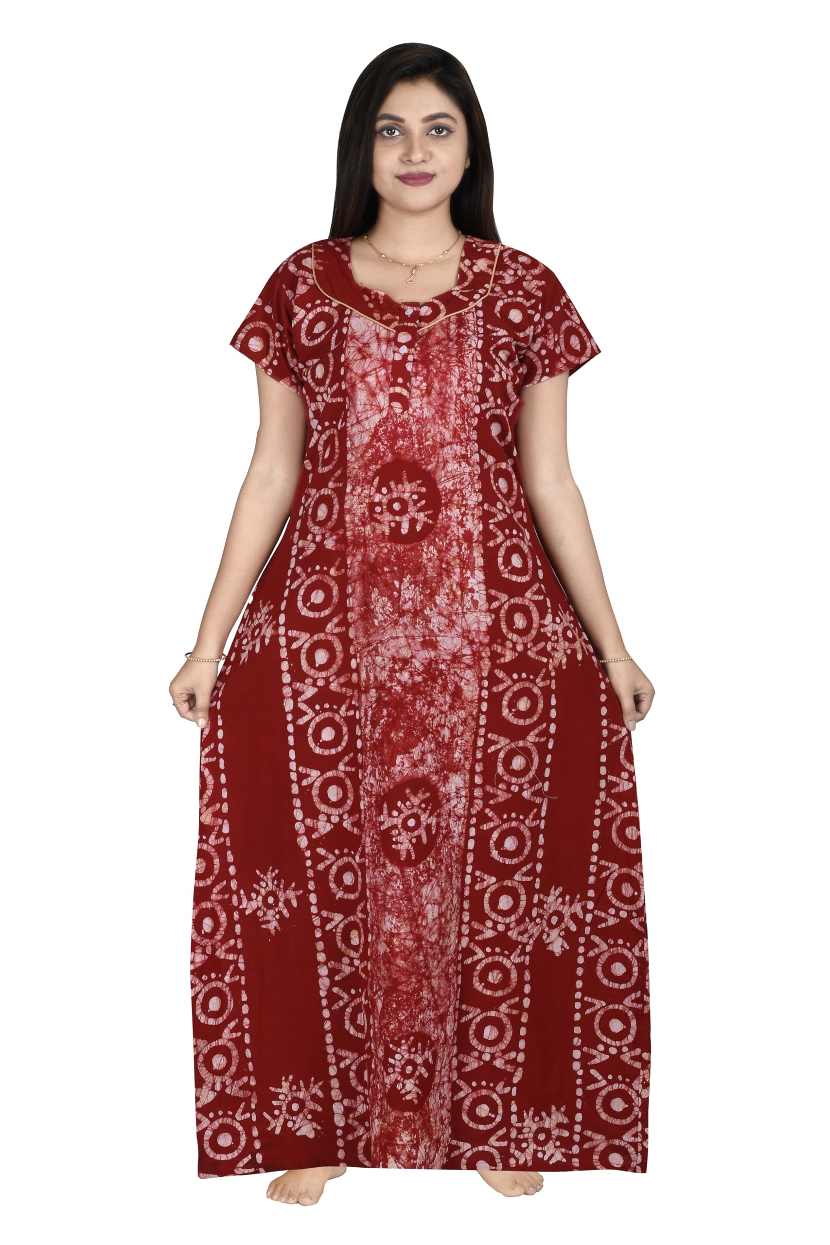 goodpoint Women's Pure Cotton Batik Nighty, Stylish Sleepwear-picture-20