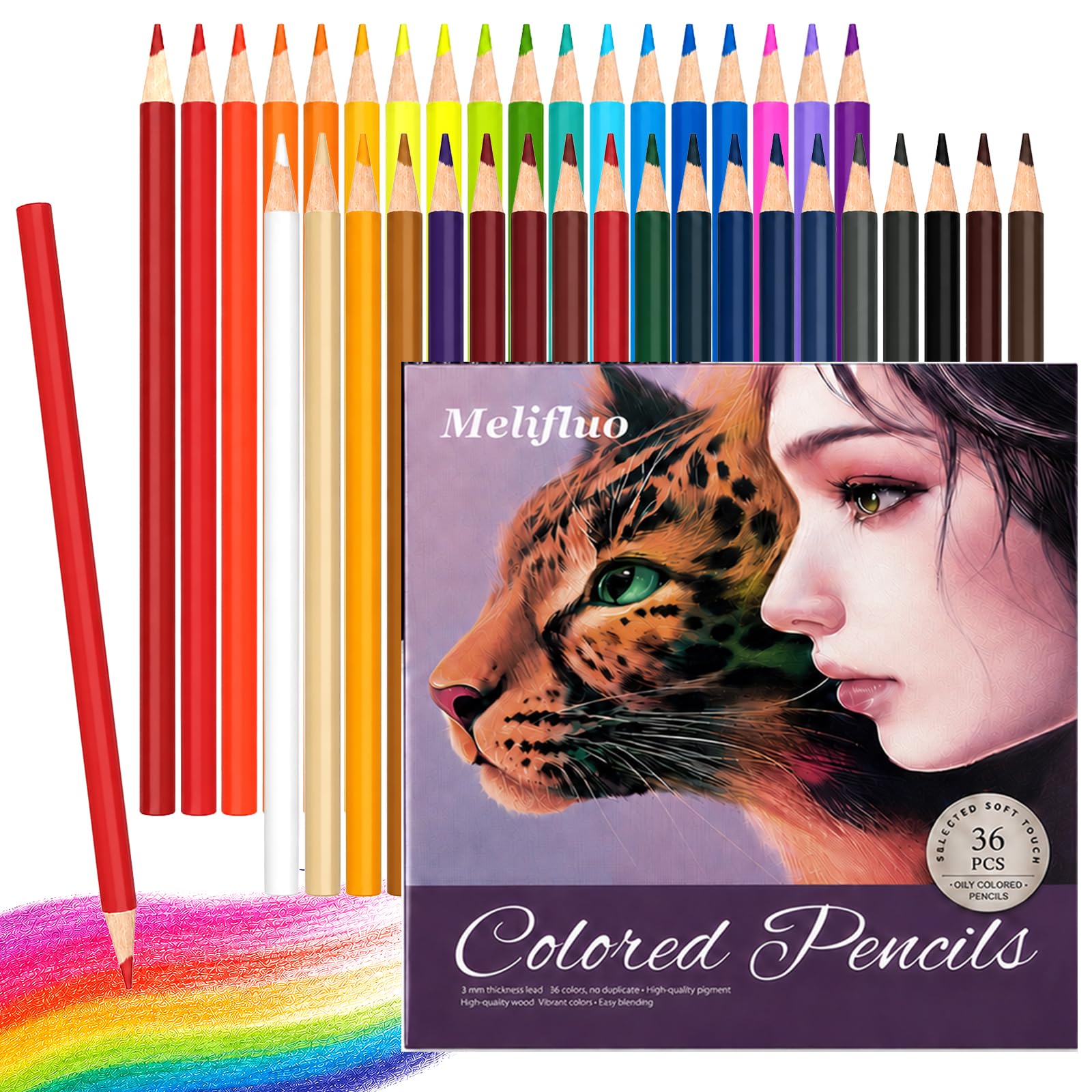 Melifluo 36 Colouring Pencils for Adults- Professional Coloured Pencils Set, Soft-Core Colour Pencils & Pencil Crayons for Drawing, Sketching & Adult Colouring Books