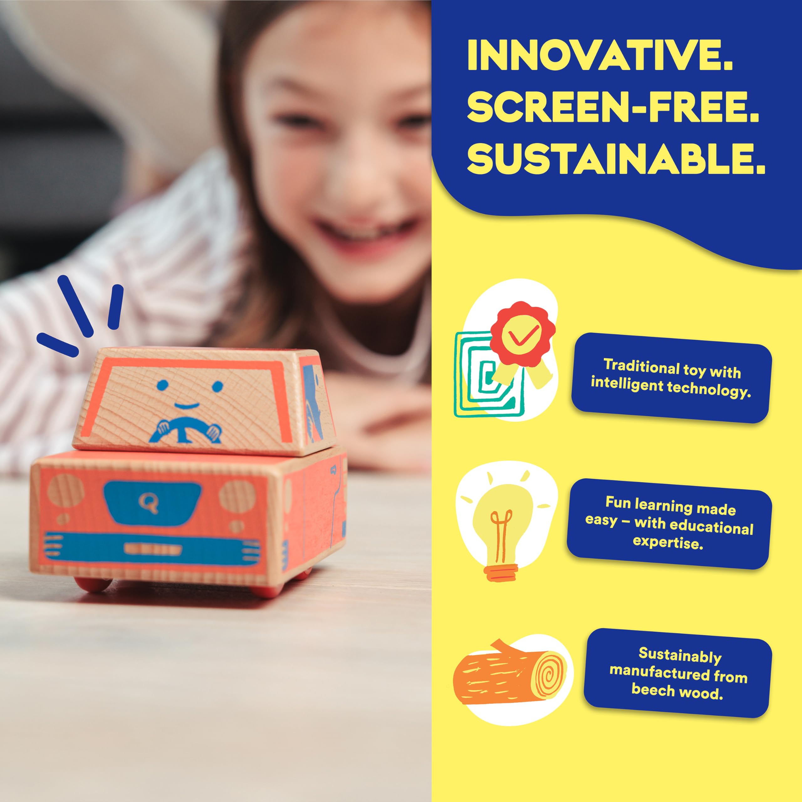 Cody Block Starter Set, Educational Wooden Building Blocks Coding and Car STEM Toys for Preschool Kids Ages 4+, Screen Free