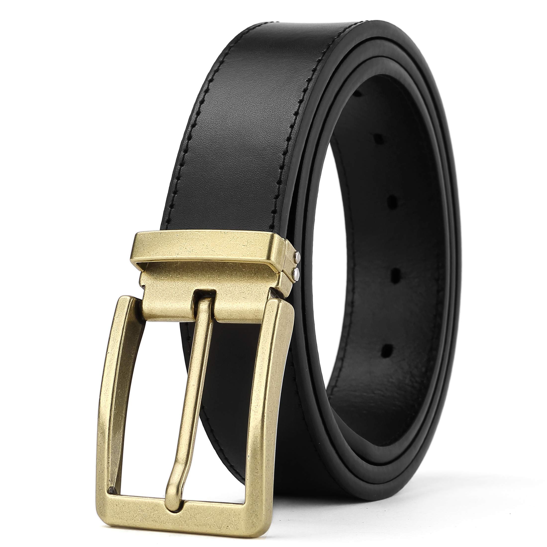 Classic Black Genuine Leather Mens Dress Belt Single-Prong Smooth Jeans Work Gift