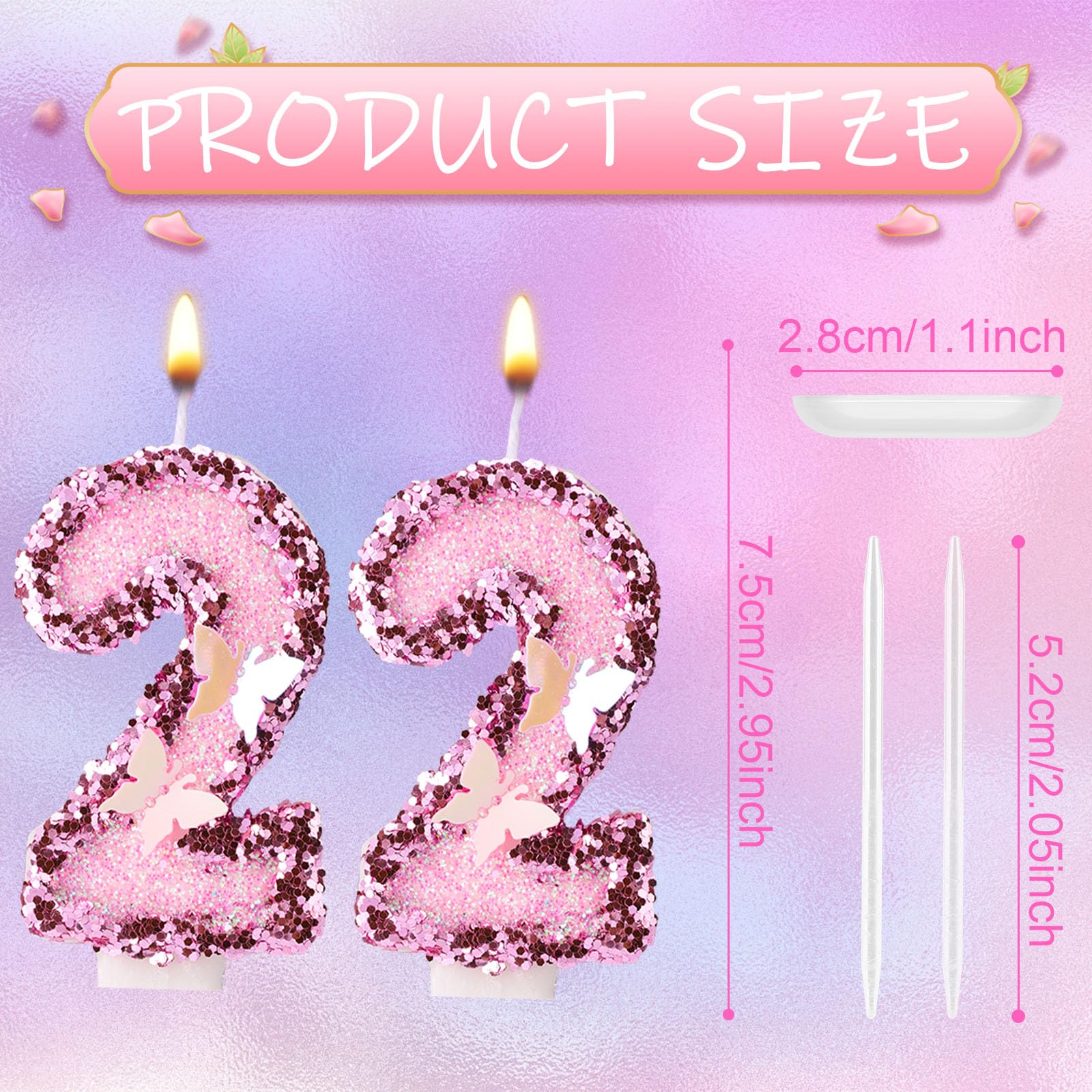 Candele Numeriche Rosa Con Farfalle E Paillettes: Il Tocco Magico Per La Tua Torta Di Compleanno (numero 23)