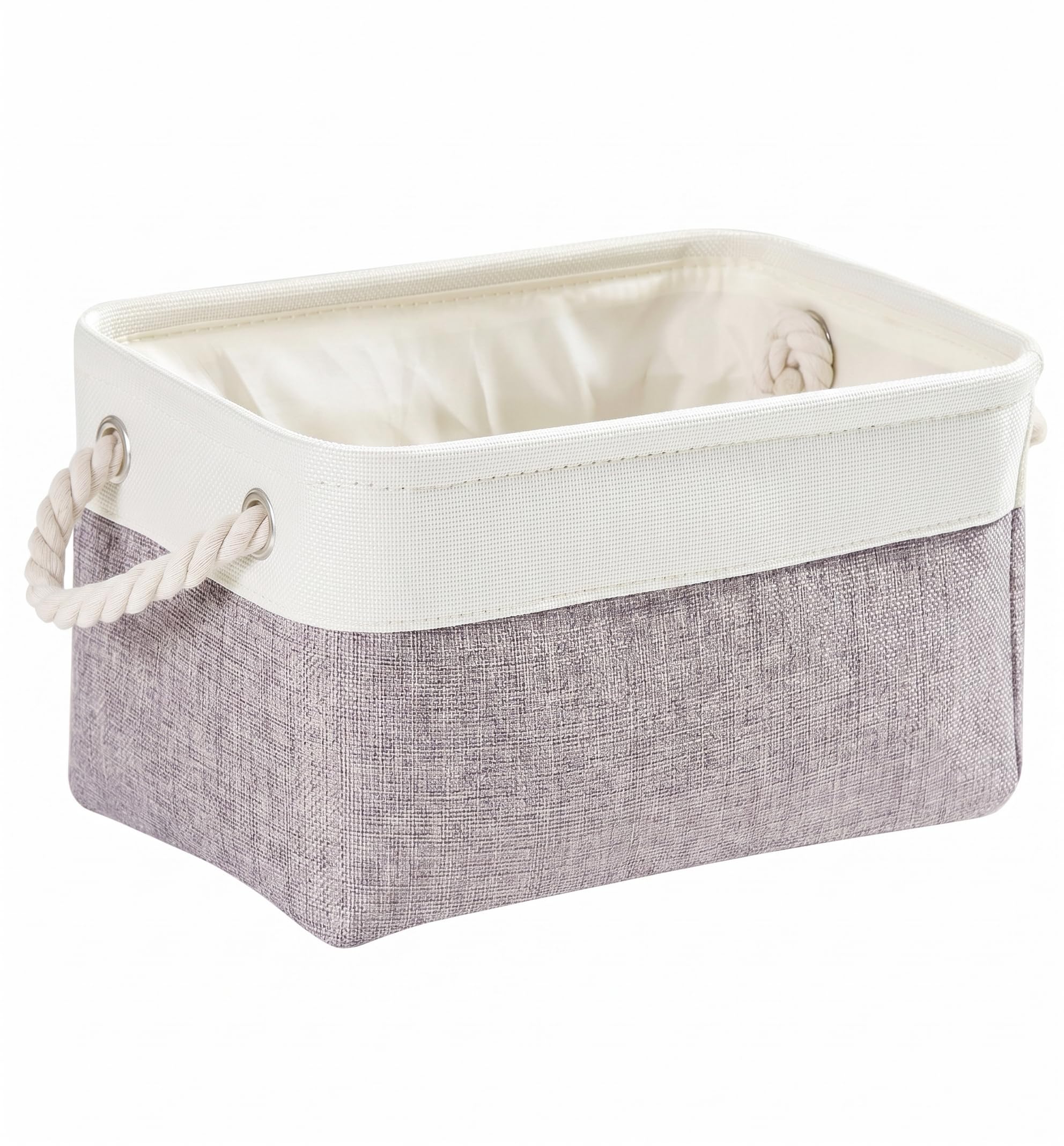 Mangata Large Storage Boxes, Fabric Storage Baskets with Rope Handles for Cupboards, Shelves, Wardrobe, Toys, Clothes (41x31x20 cm, Grey White)