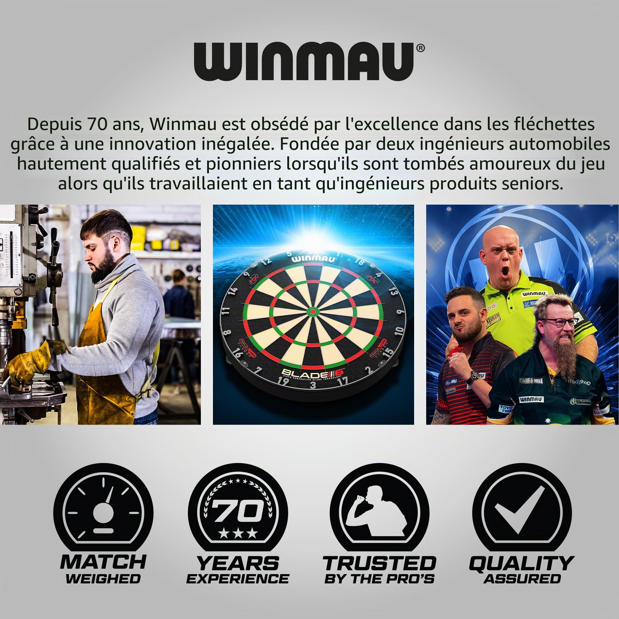 Winmau Professionnel Approuvé PDC – Blade 6 Cible de Fléchettes + Pack Éclairage Polaris 120° – Précision & Visibilité Ultime