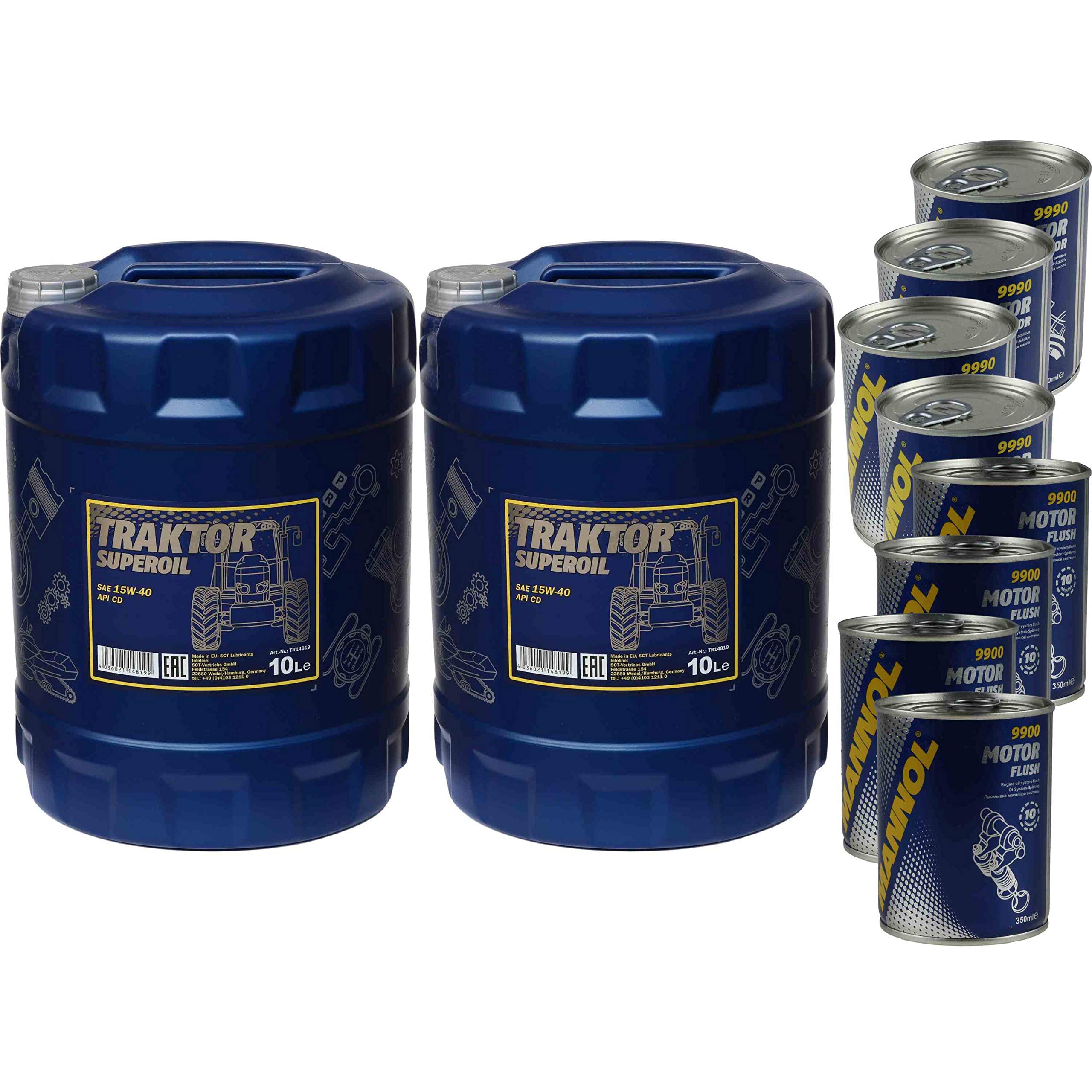 20L Motoröl MANNOL Traktor Superoil 15W-40 4xMotor Doctor+Motor Flush