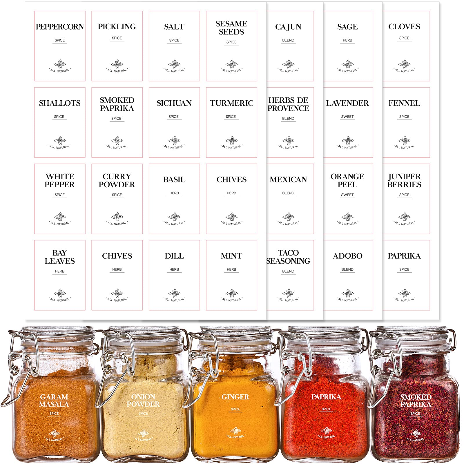 Buy 64 Pieces Spice Jar Labels PrePrinted Seasoning Kitchen Labels
