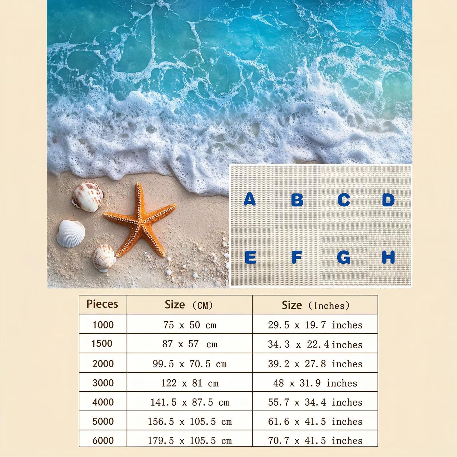 spiaggia onde-2 Puzzle 6000 Pezzi per Adulti, Puzzle in Legno - Collezione Classica con Poster Incluso - Sfida di Concentrazione e Passatempo Antistress, Gioco per Famiglia, 179 x 105 cm f0-871