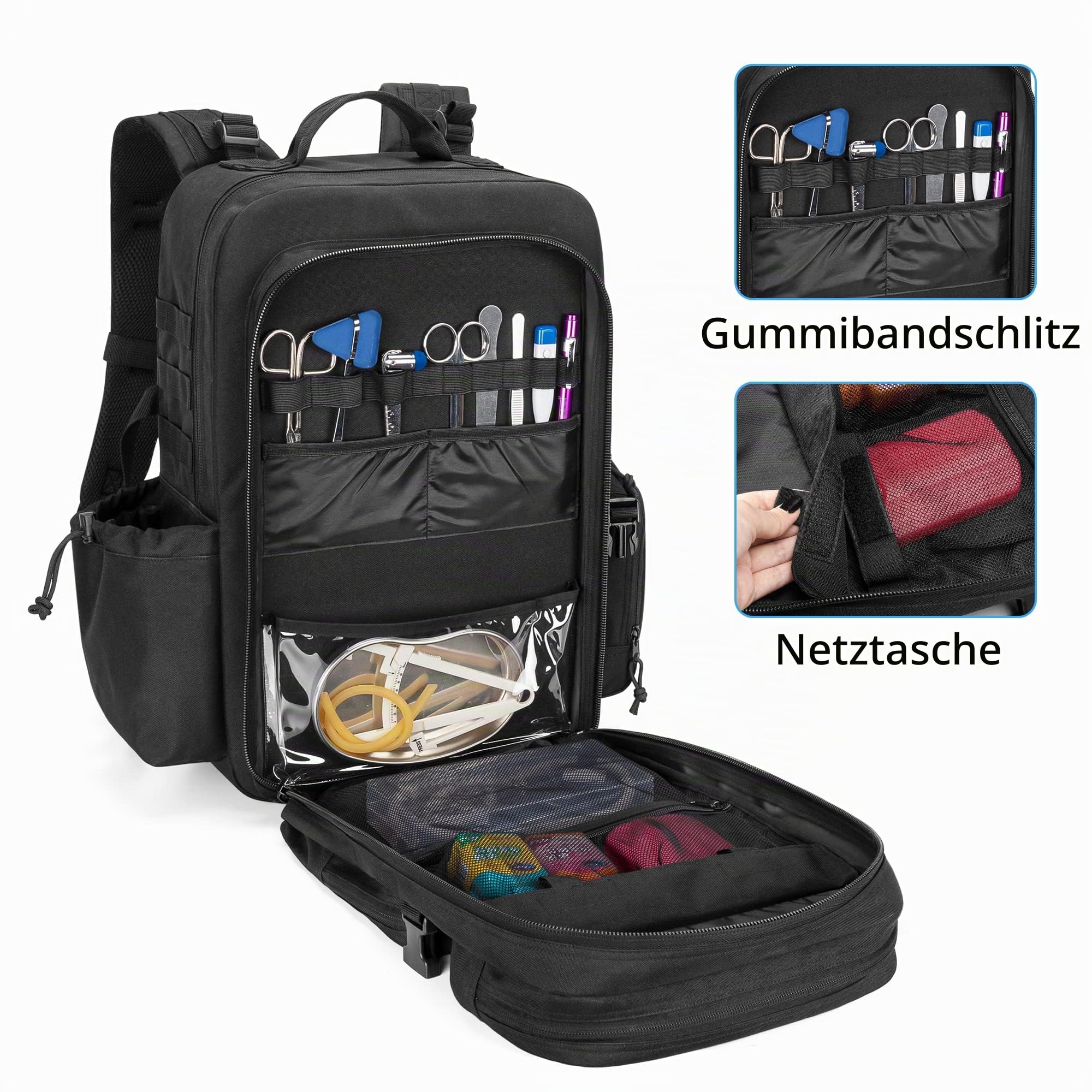 Damero Taktischer Rucksack, Trauma, leer, Molle Bag First Aid Bug Out Medizinische Taktiktasche für Camping, Schwarz