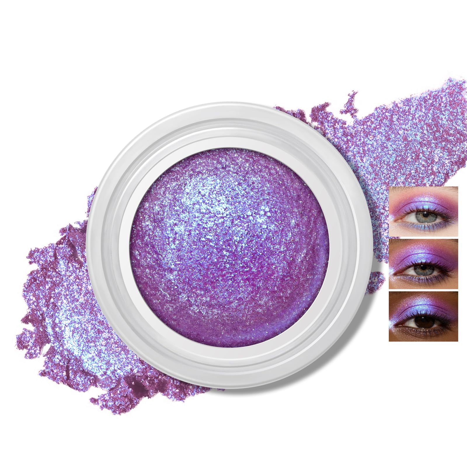 Noerrors Holographic Duochrome Purple Blue Pink Shimmer Eyeshadow, Cream to Powder Iridescent Glitter Eyeshadow Palette,Color Shift Chameleon Sparkling Finish, Smooth Long Lasting Mermaid Makeup #11 Purple&Blue&Pink