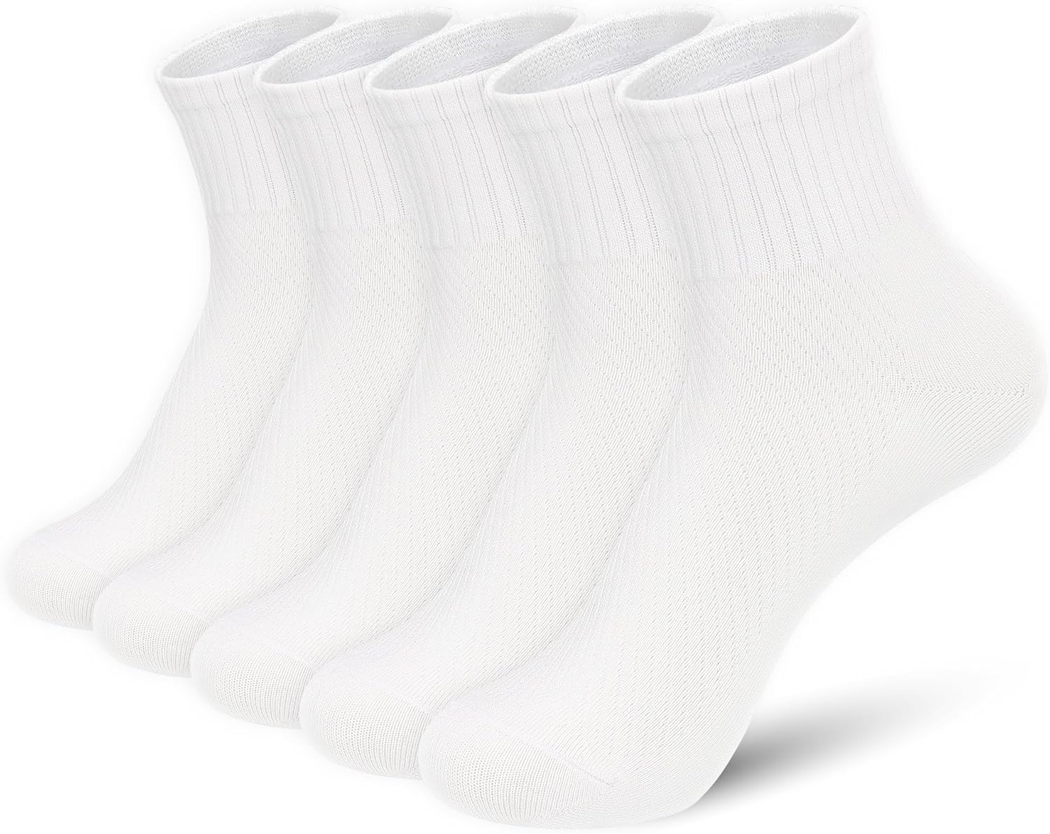 SERISIMPLE Women's Bamboo Viscose Above Ankle Thin Socks Quarter Mesh Design Breathable Anti-Odor Summer Socks 5 Pairs