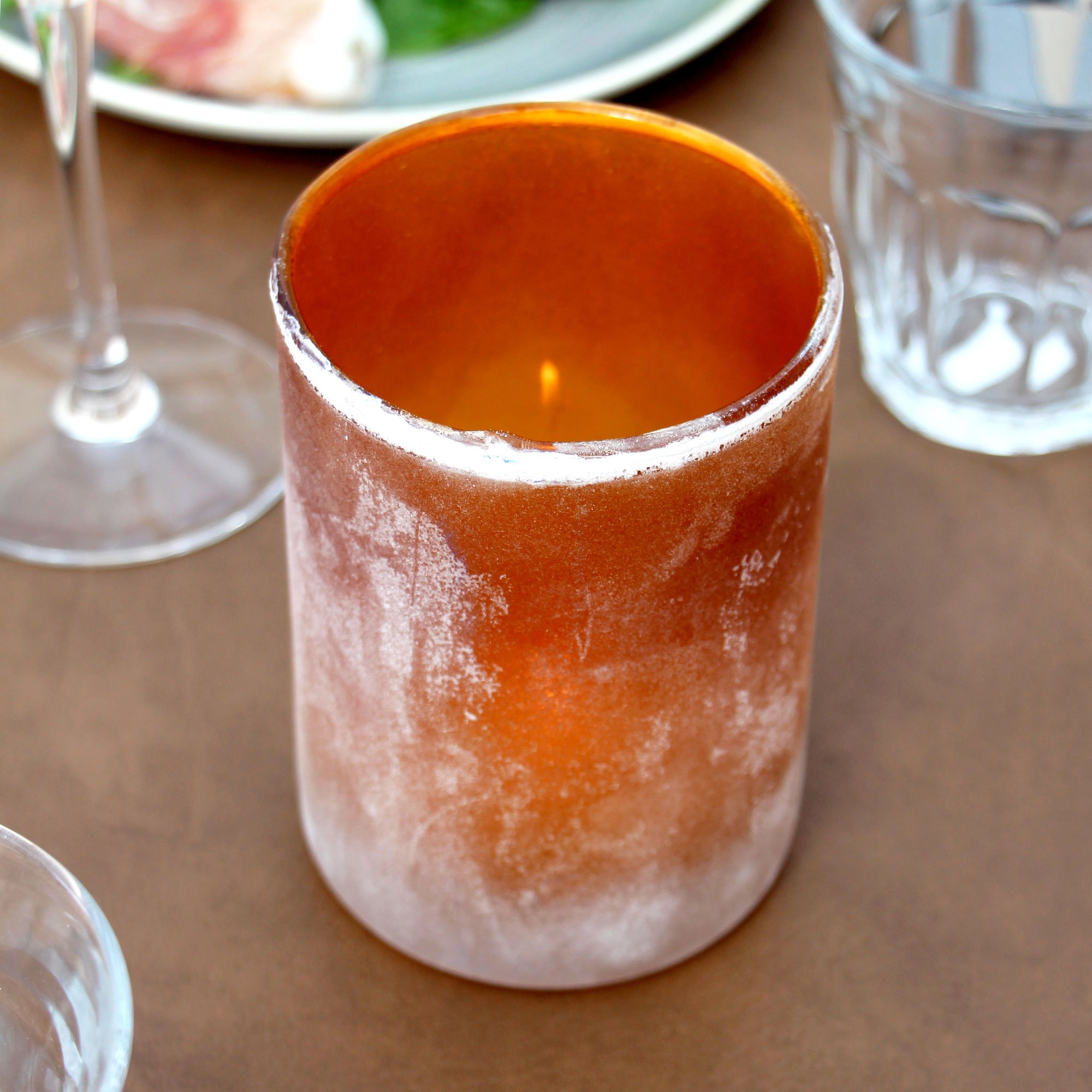 Duni Ice Candle Holders Dark Honey 12 x 8.5cm Set of 4 Frosted