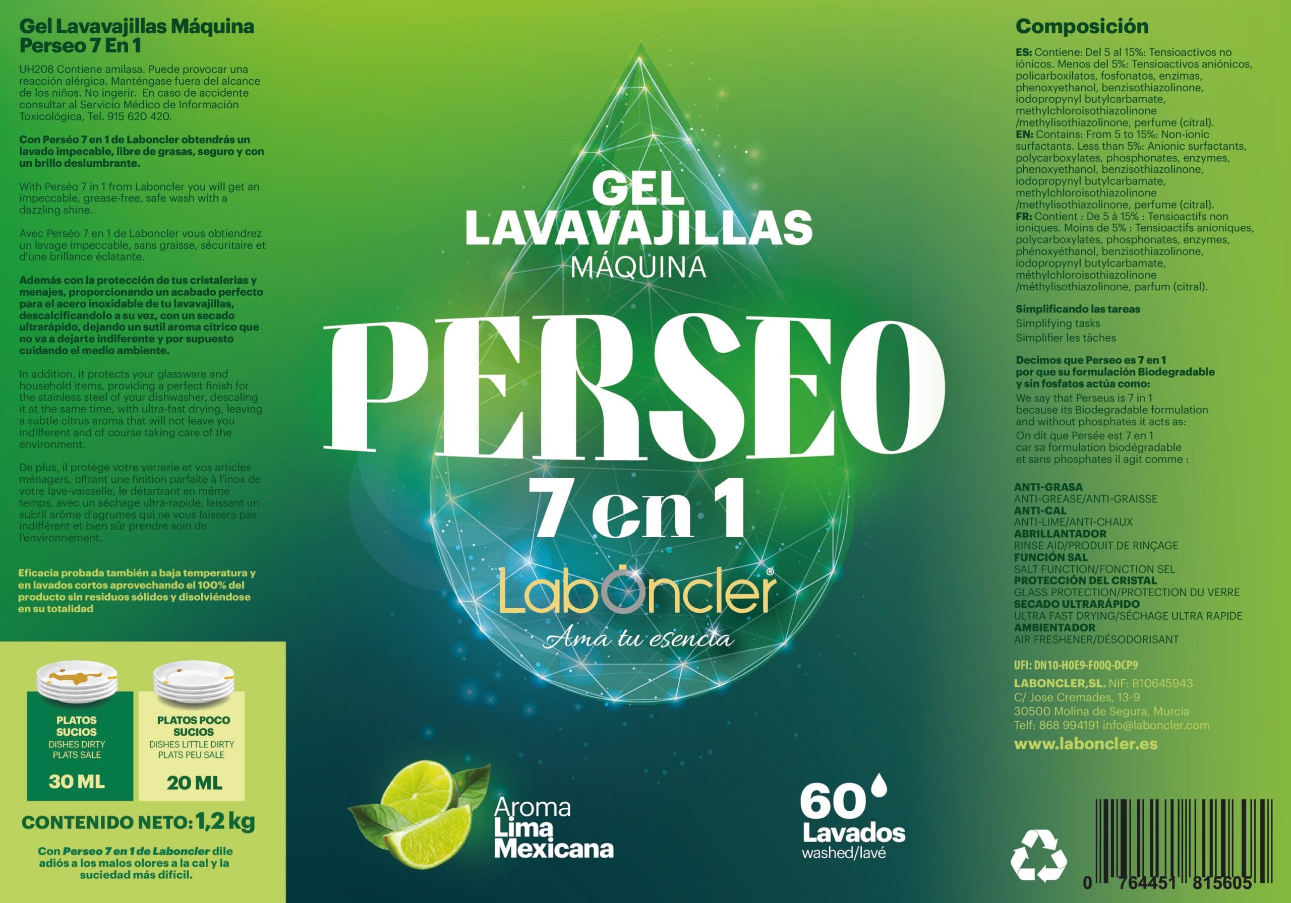 PERSEO LAVAVAJILLAS EN GEL 1,2Kg