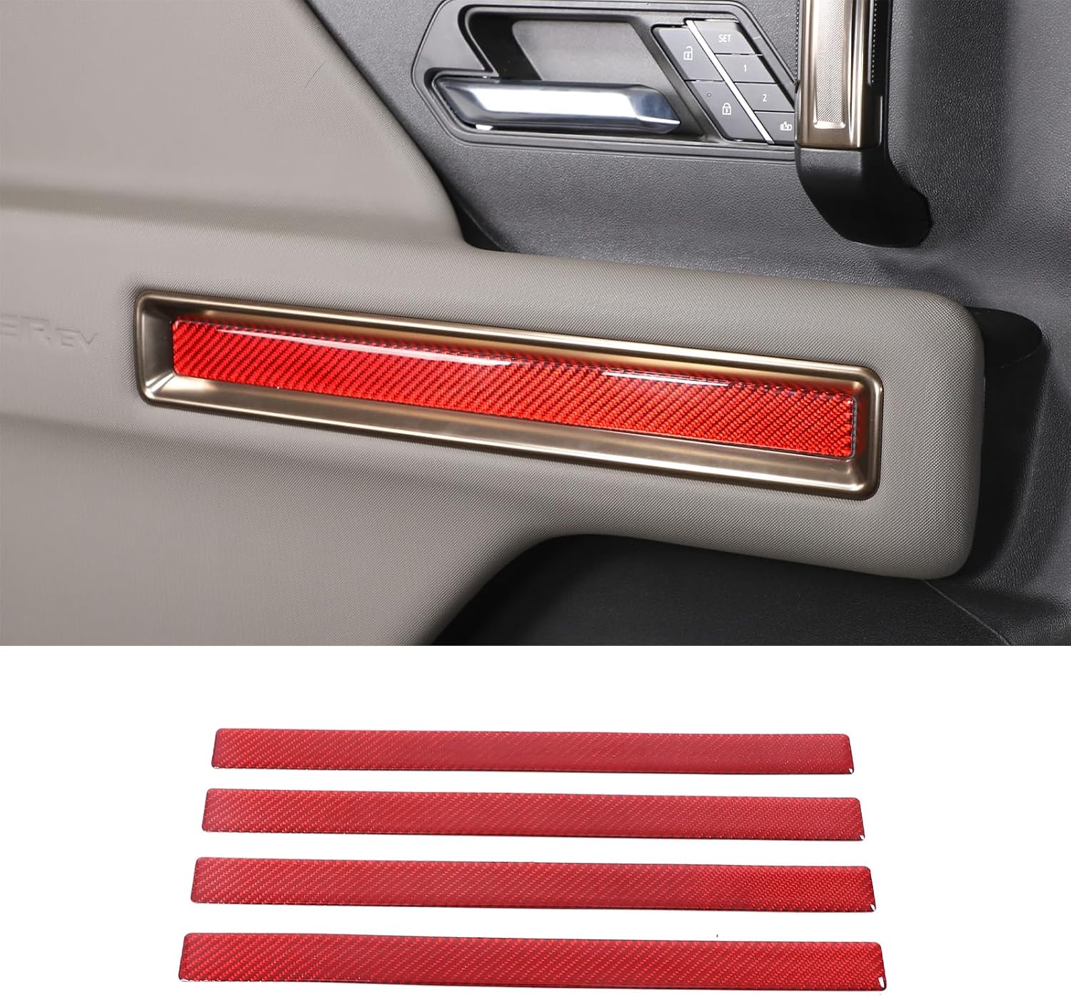 Yinanlutos Inner Door Panel Trim Strip Compatible with Hummer EV 2024 2025 2026 Accessories Soft Carbon Fiber Front Rear Door Panel Trim Sticker 4PCS Interior Decoration Accessories (Black)