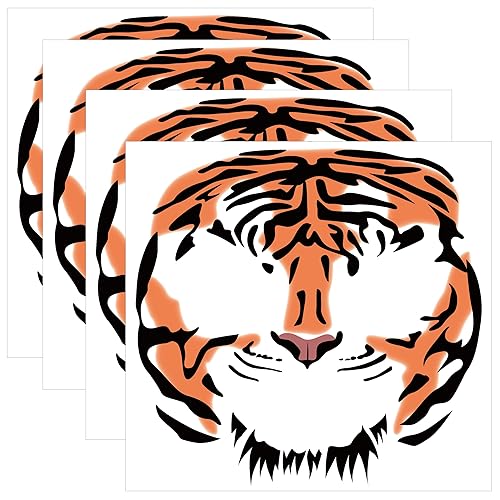 Miniatura 2 de Tatuajes faciales temporales de leopardo falso, diseño de guepardo, tatuaje de cara completa, tatuaje de cara de leopardo y frint, 4 hojas