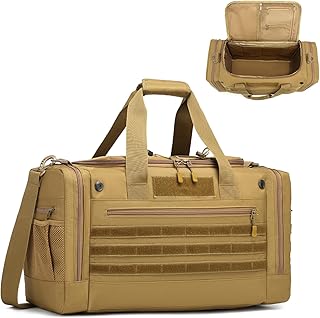 FRETHIND Bolsa de deporte para hombre con 2 divisores ajustables, 45 L, multifunción, bolsa de entrenamiento para sauna, fitness, fútbol, baloncesto, color marrón, marrón, táctico