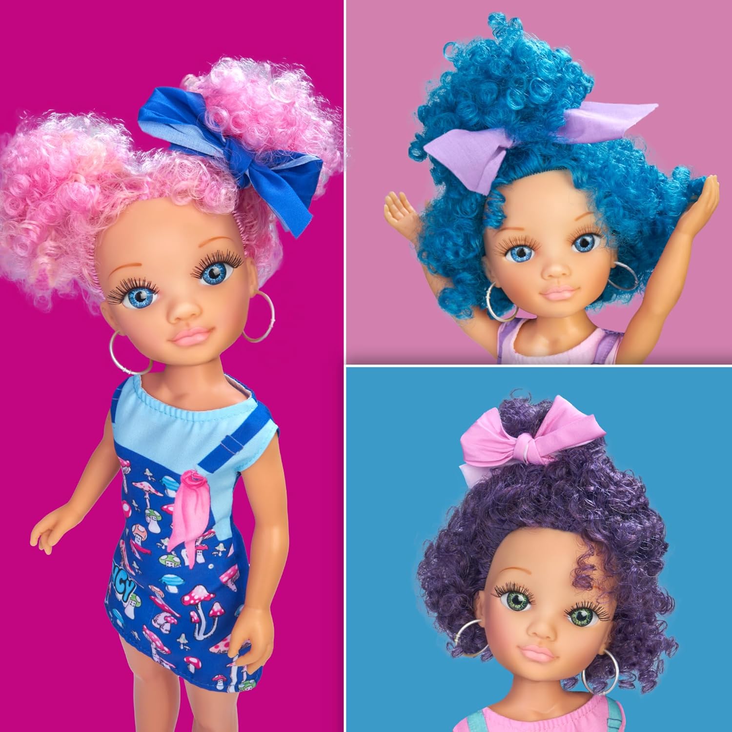 NANCY Curly Power Fashion Doll with Pink Hair, 16" Doll