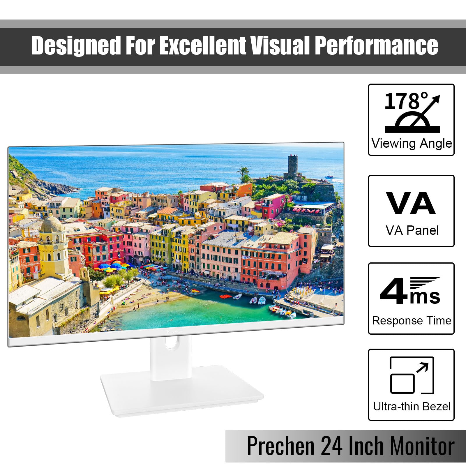 Monitor Computer Prechen 24 Pollici FHD LED Gamming - Dettaglio