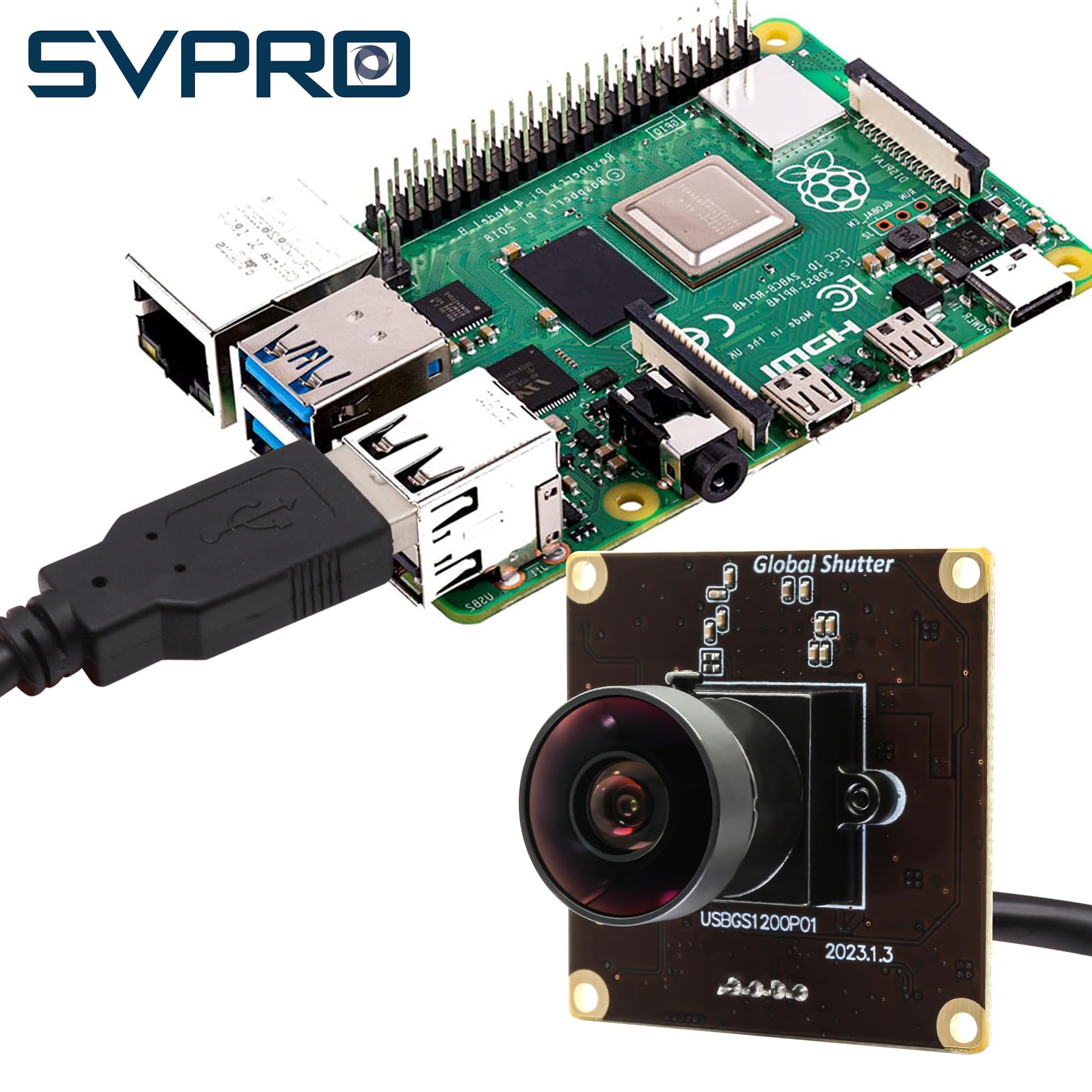 Svpro 2 MP Global Shutter USB Camera Board 90 fps Alta Velocità Webcam Modulo con Obiettivo Fisheye Grandangolo Fotocamera Rallentatore 1920 x 1200 AR0234 Fotocamera per computer, laptop, dispositivo
