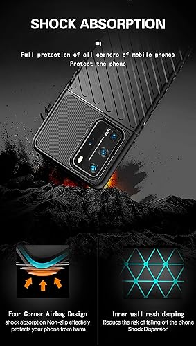 Miniatura 7 de Funda para teléfono Huawei P40 Pro, ELS-N04 ELS-NX9, fibra de carbono, antiarañazos, a prueba de golpes, flexible, de goma, TPU, carcasa trasera