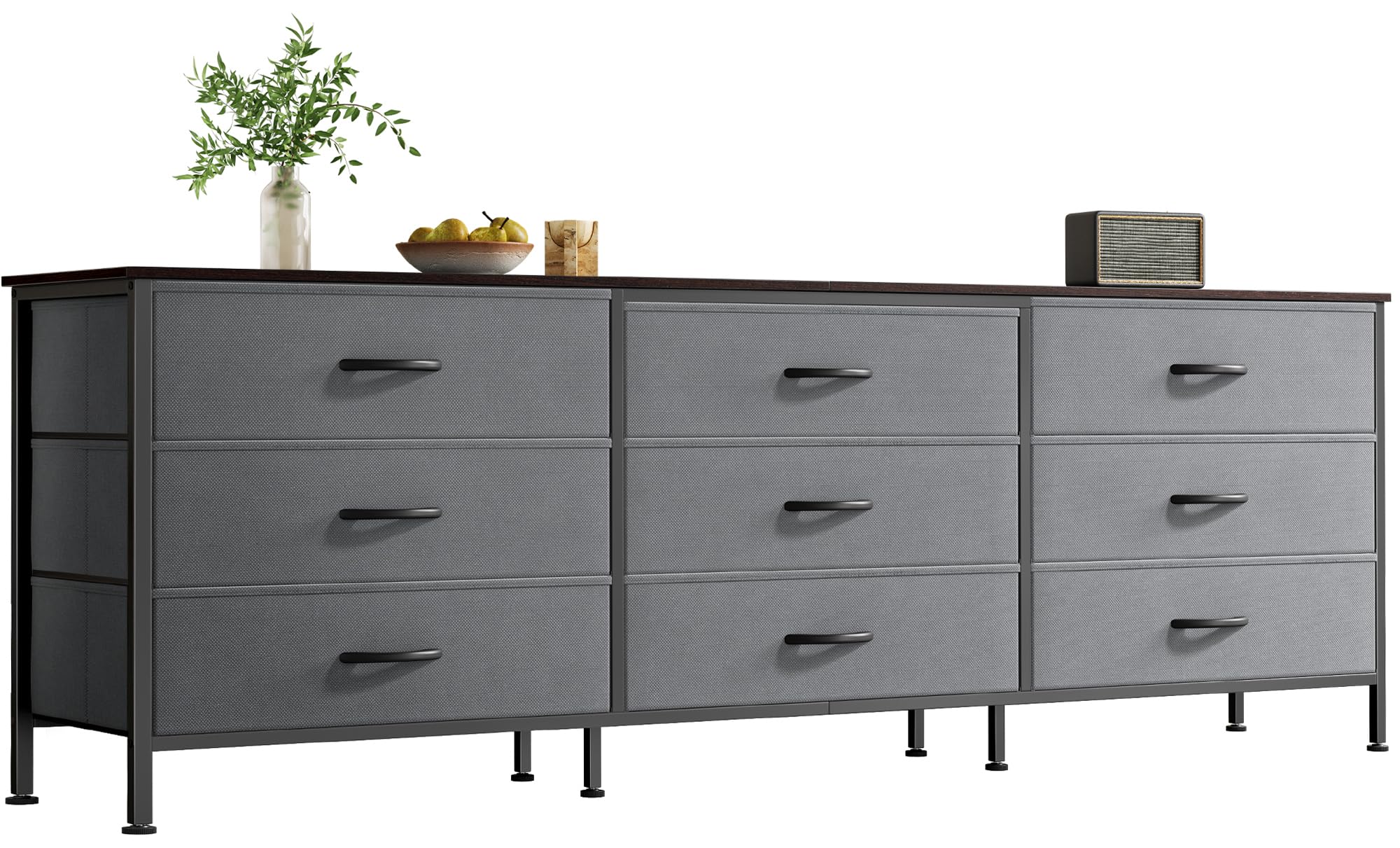 Huuger 63 Inch Dresser for Bedroom, Dresser for Closet with 9 Drawers, Large TV Stand for 55, 65, 70 Inch TV, Entertainment Center with Storage, Wide