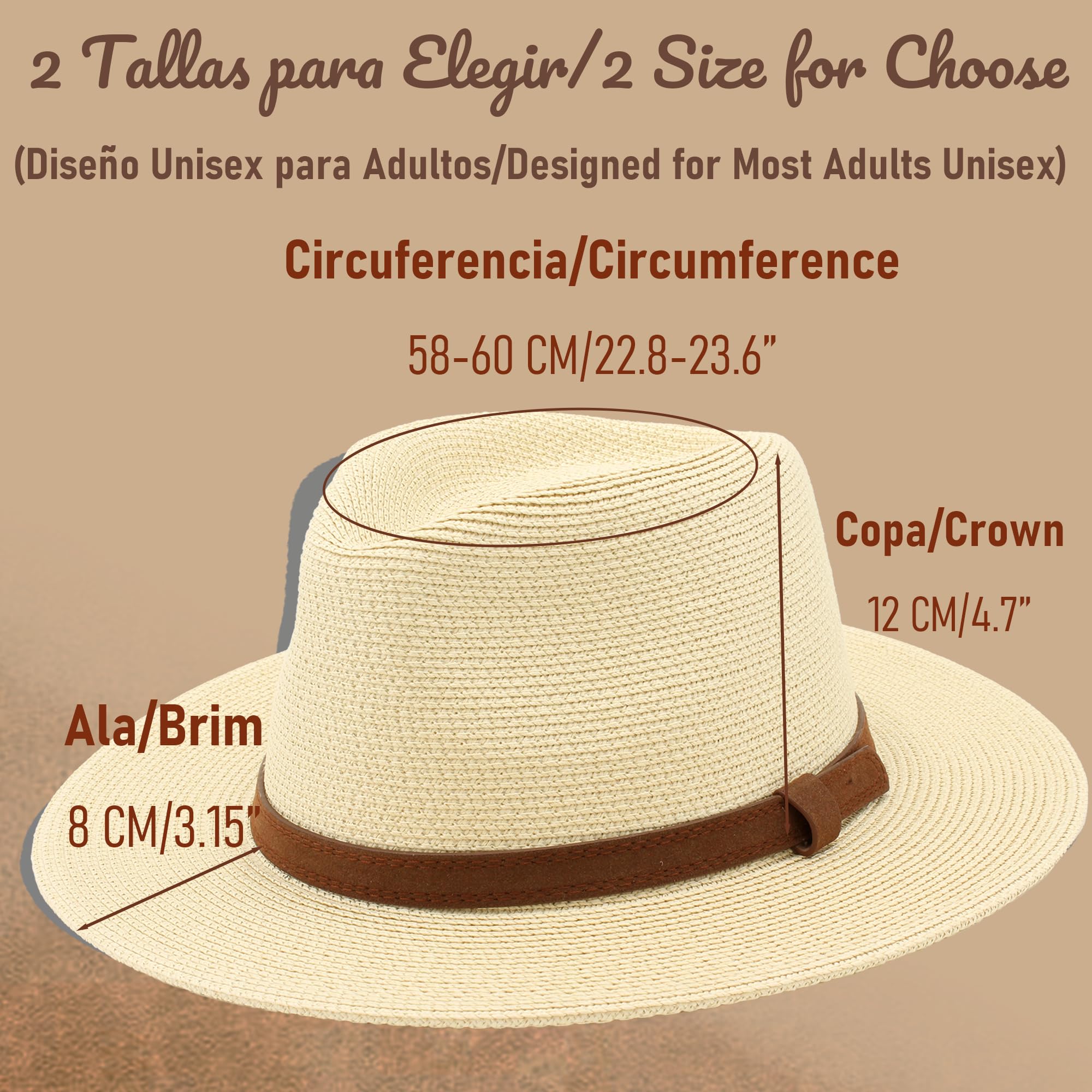 Cappello Panama Estivo, Cappello di Paglia Panama per Donna e Uomo Unisex, Cappello a Tesa Larga UPF 50 Pieghevole e Intrecciato Intensivo
