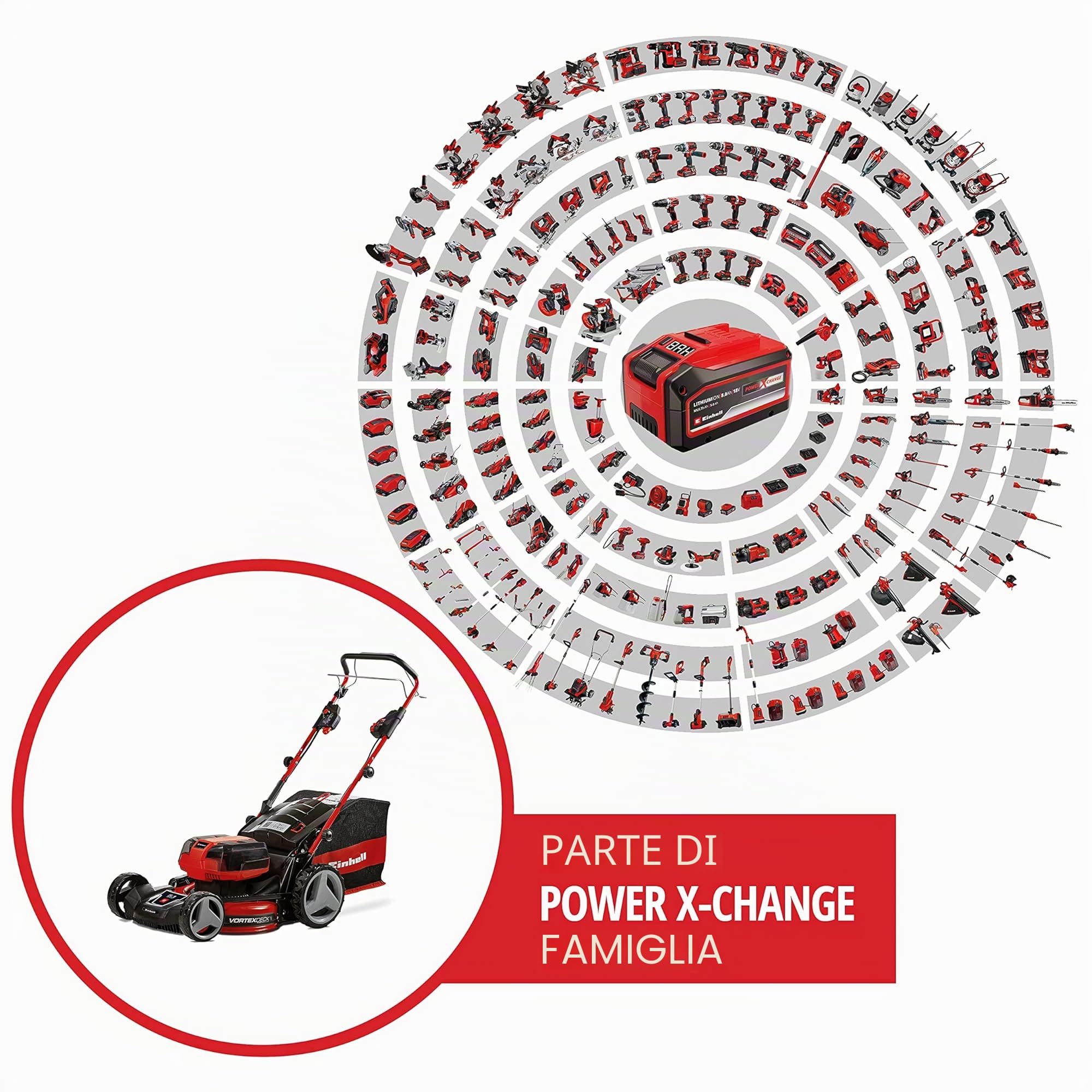 Einhell Professional Tosaerba a batteria GP-CM 36/47 S HW Li Kit Power X-Change (36 V, 47 cm larghezza di taglio, 700 m², trazione semovente, Brushless, funzione mulching incl. 4x 4,0 Ah batteries, 2x