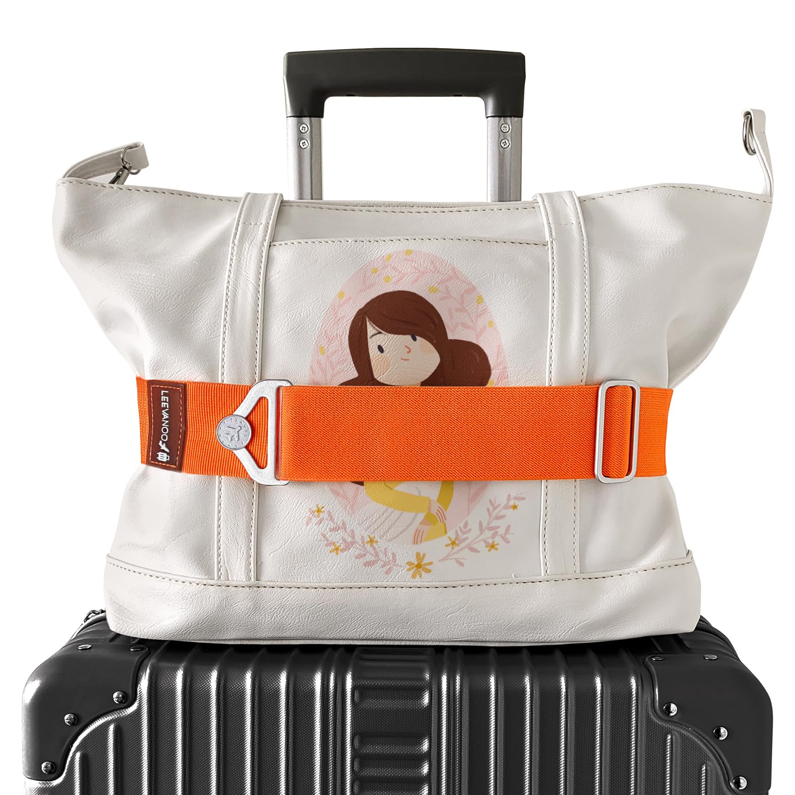 Luggage Straps for Suitcases Add a Bag Luggage Strap,2-in-1 Travel Belt for Luggage Straps Travel Belt Over Handle for Carry On Bag Adjustable Suitcase Belts Airport Travel Accessories Orange