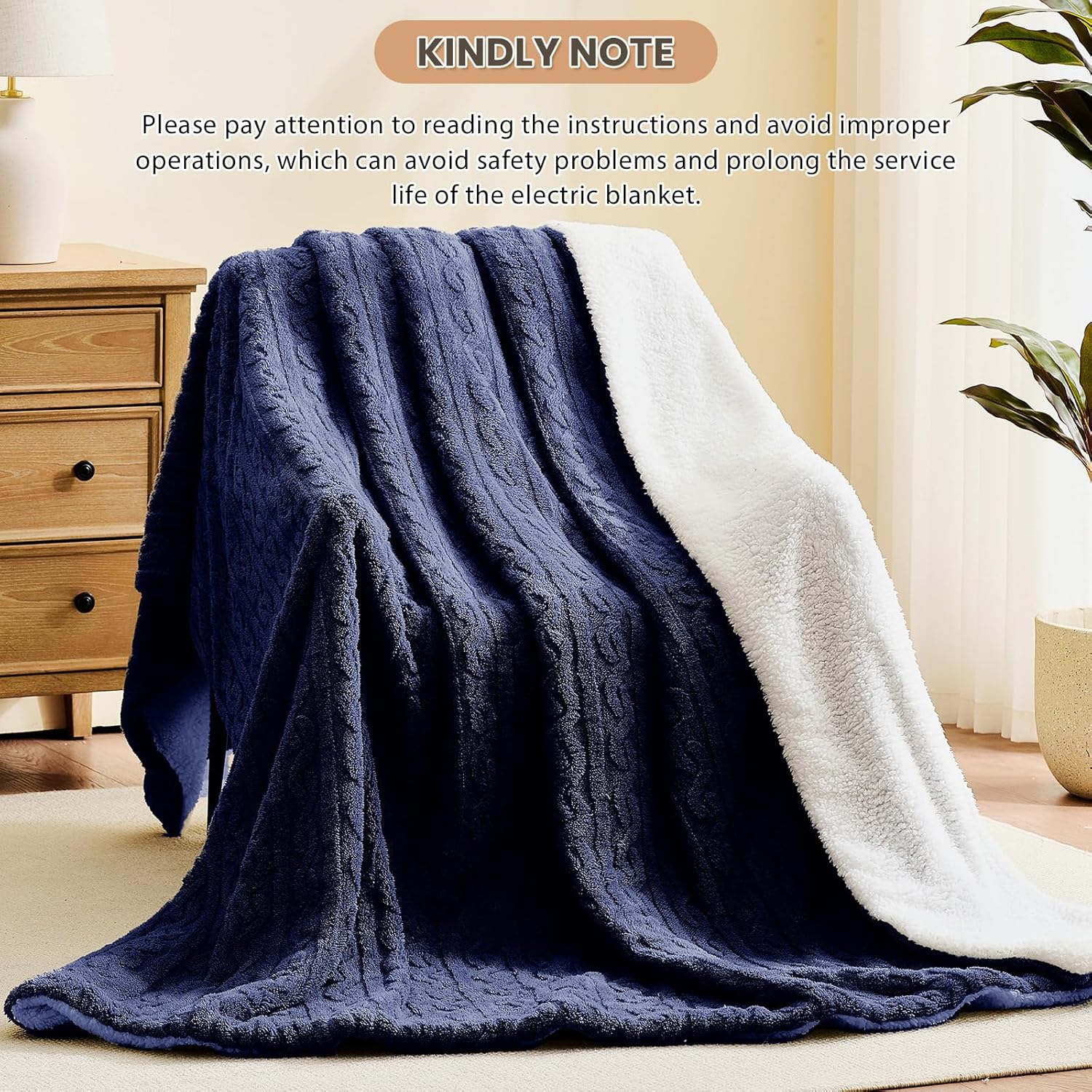 Homemate Electric Heated Blanket Twin - 62"x84" Heating Bed Blankets Throw with 10 Heating Levels 8 Hours Auto Off Fast Heating Over-Heated Protection Ultra Soft Warm Flannel ETL Certified - Image 7