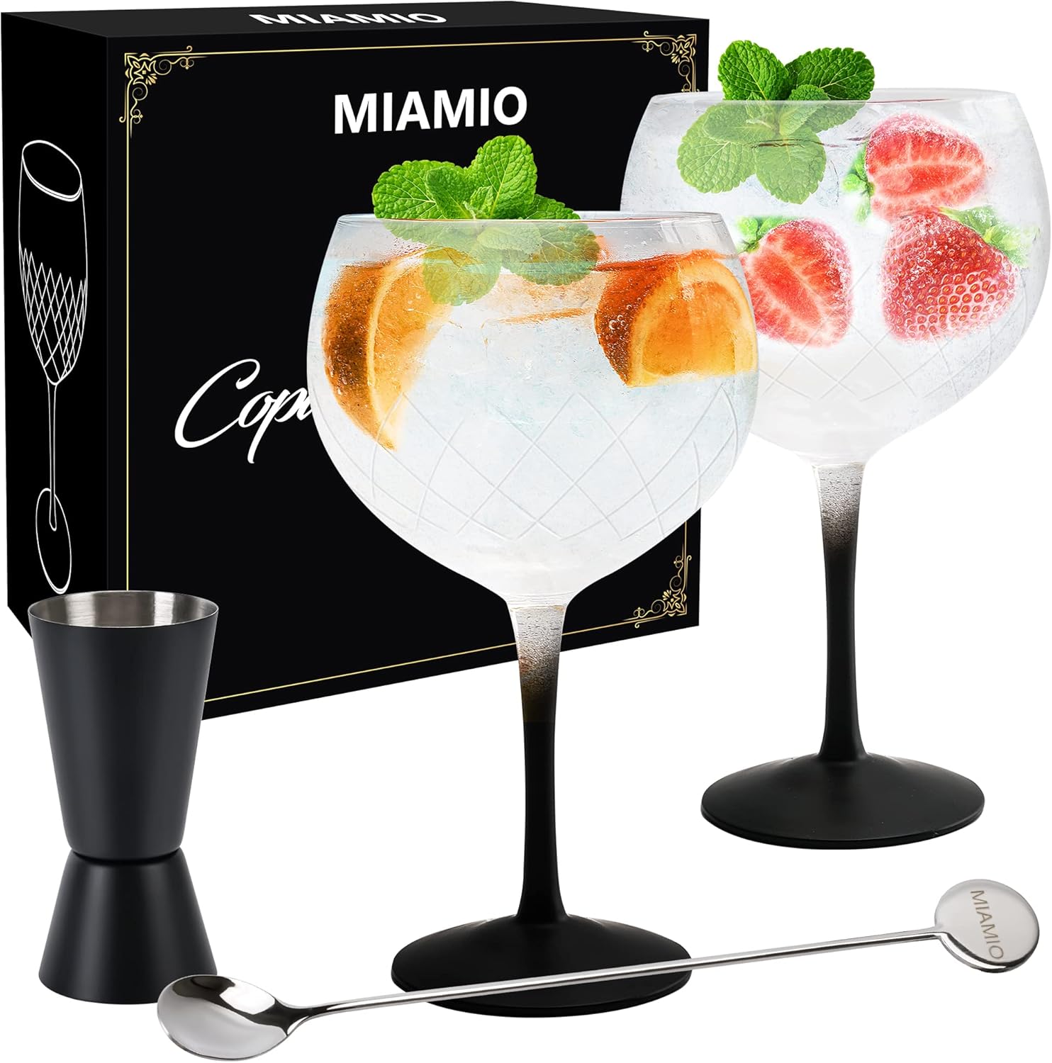 MIAMIO Gin & Tonic Glasses Set of 2, Gin Glasses for Gin Lovers 650